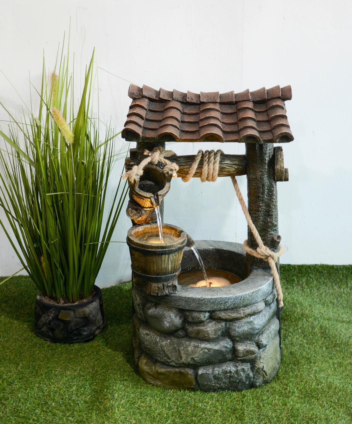 GARTENBRUNNEN ATHENE - Schwarz/Grau, Basics, Glas/Kunststoff (32/68/37cm) - Gardenson