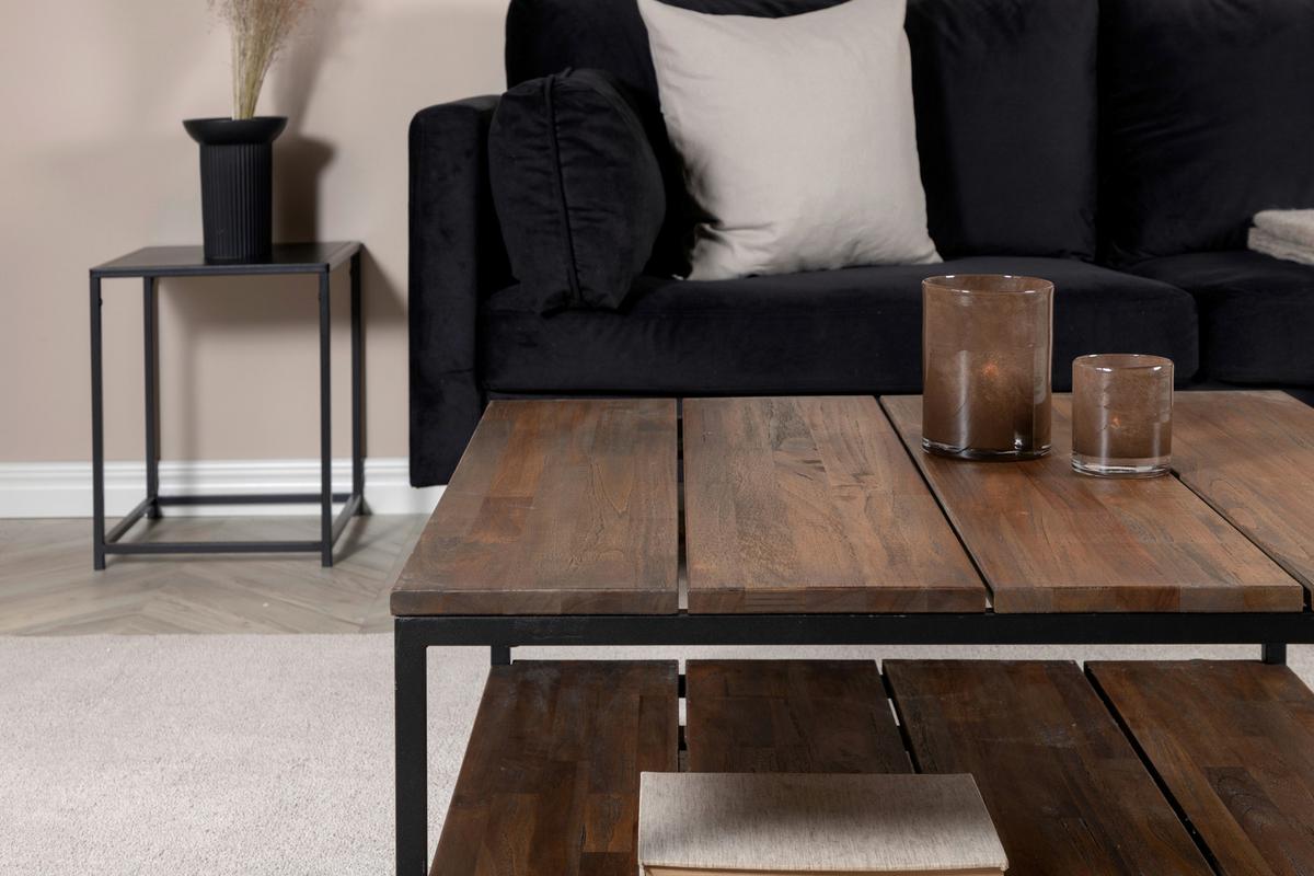 Couchtisch Padang - Schwarz/Braun, Design, Holz/Metall (80/80/40cm) - Livetastic