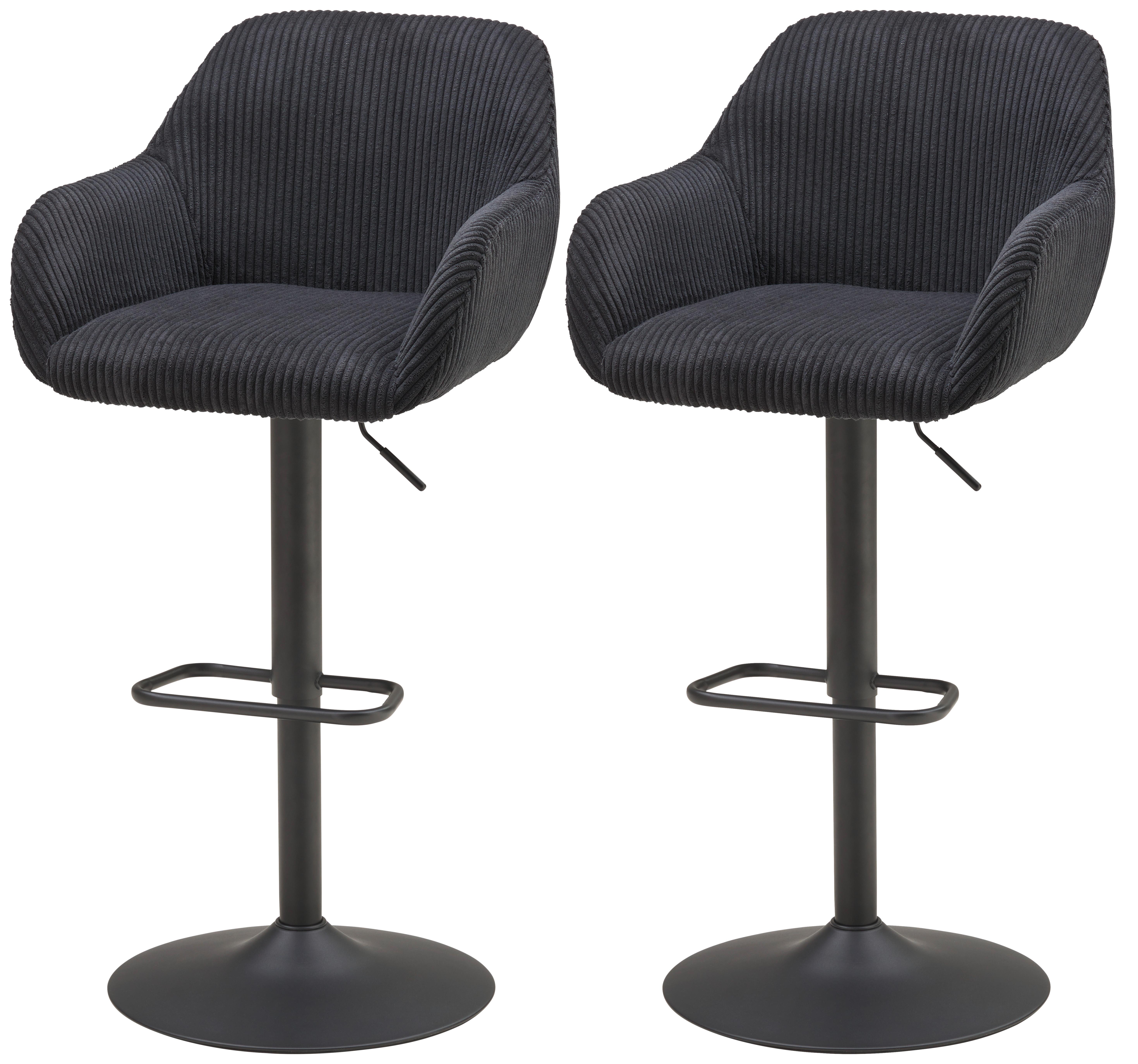 Barhocker-Set Kiana - Schwarz, LIFESTYLE, Textil/Metall (44/95-117/55cm) - Livetastic