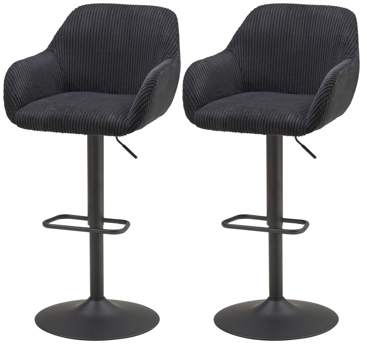 Barhocker-Set Kiana - Schwarz, LIFESTYLE, Textil/Metall (44/95-117/55cm) - Livetastic