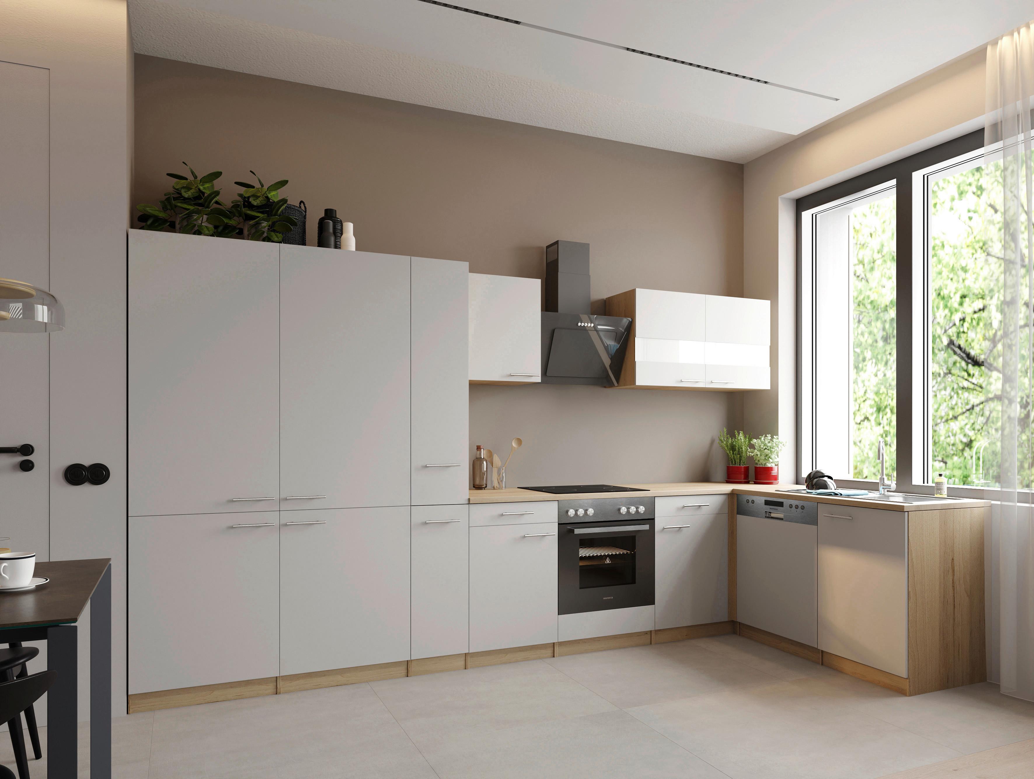 ECKKÜCHE Merle, Weiß S: 370x172 cm - Eichefarben/Weiß, Trend, Holzwerkstoff (370/172cm) - Respekta