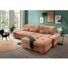Ecksofa mit Liegefunktion Dalida Koralle, S: 300x196 cm - Chromfarben/Koralle, Design, Textil (300/196cm) - Livetastic