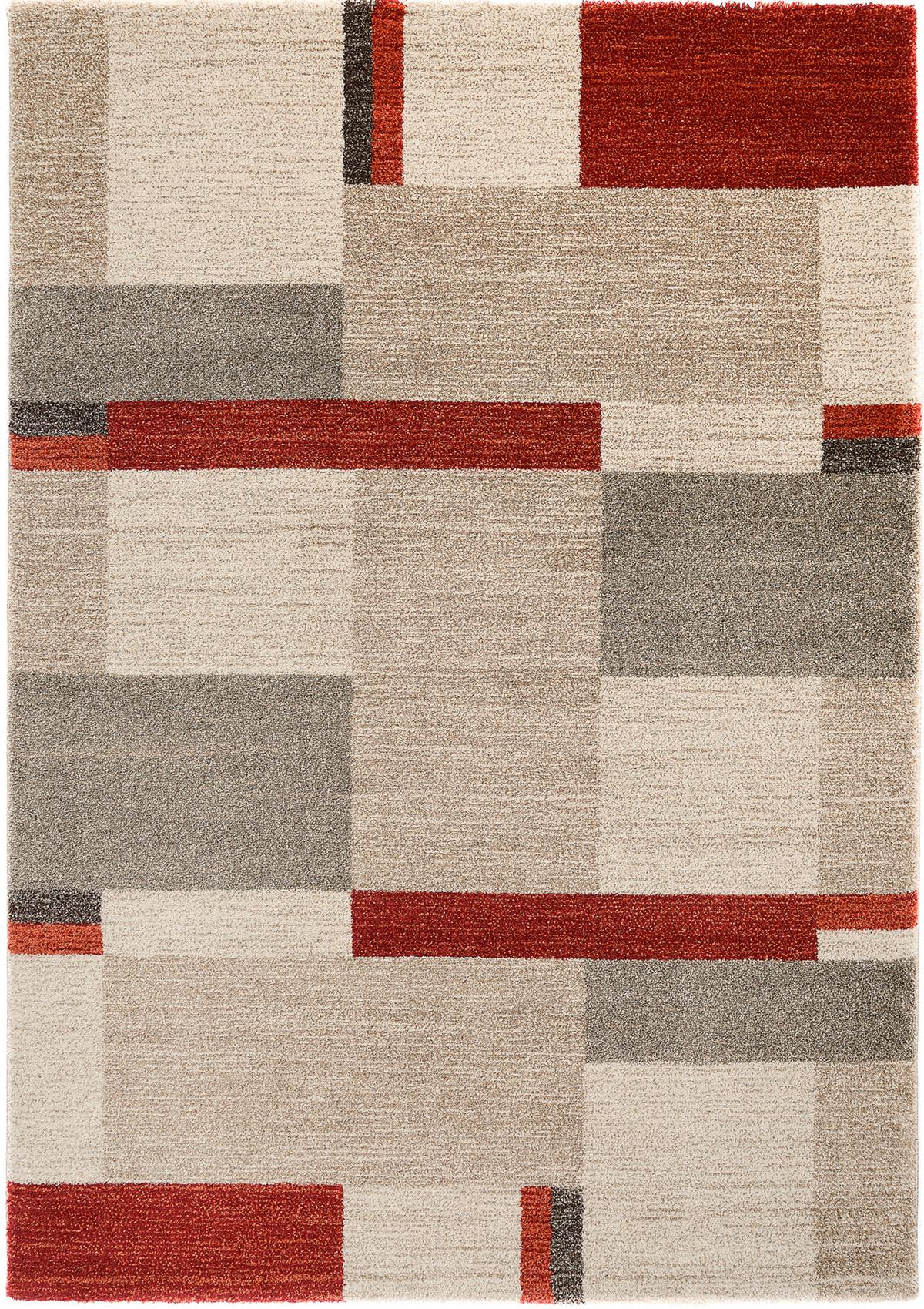 Webteppich Palazzo Bloc Braun/Rot/Beige 200x290 cm - Beige/Rot, KONVENTIONELL, Textil (200/290cm) - Novel
