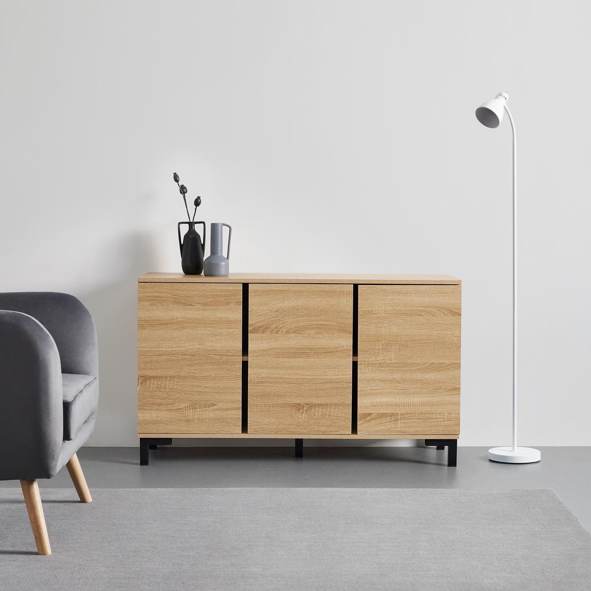 Komoda LORI - barvy dubu/černá, Moderní, kov (120/70/35cm) - Bessagi Home
