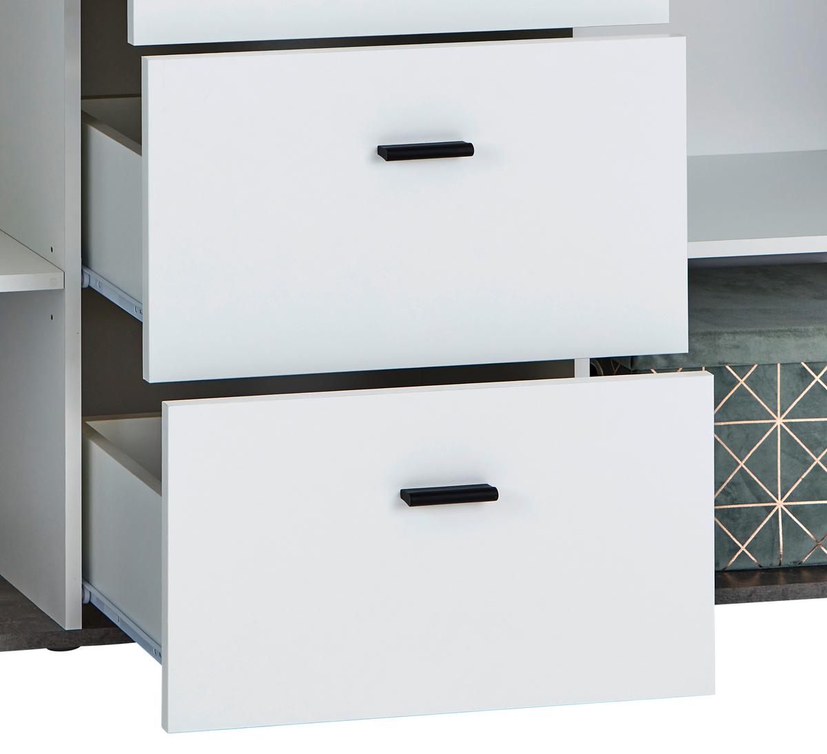 Kommode B: 160 Cm Paul, Betonoptik Dunkel/weiß - Weiß/Grau, MODERN, Holzwerkstoff (160/111/42cm)