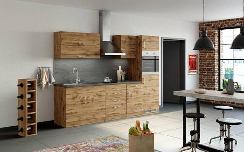 Küchenzeile Sorrento ohne Geräte B: 270 cm Eichefarben - Eichefarben/Anthrazit, MODERN, Holzwerkstoff (270/210/60cm) - Held