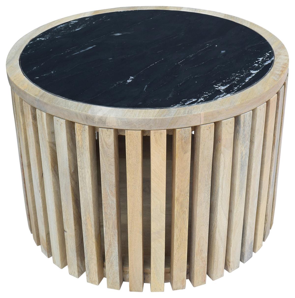 Konferenčný stolík SWAY - čierna/prírodná farba, Modern, kov/drevo (60/40cm) - Premium Living