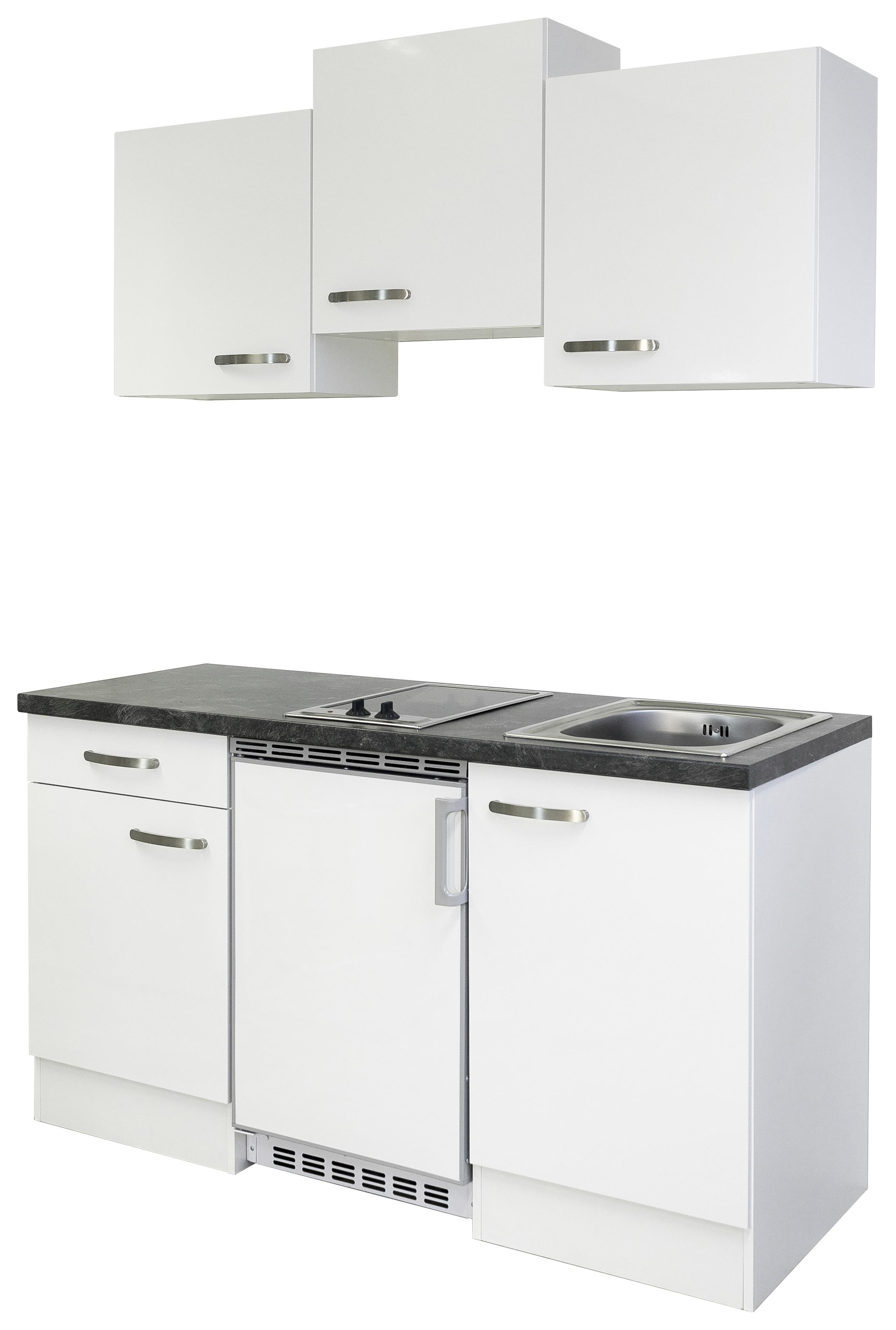 Küchenzeile Alba mit Geräten 150 cm Weiß/Schiefer