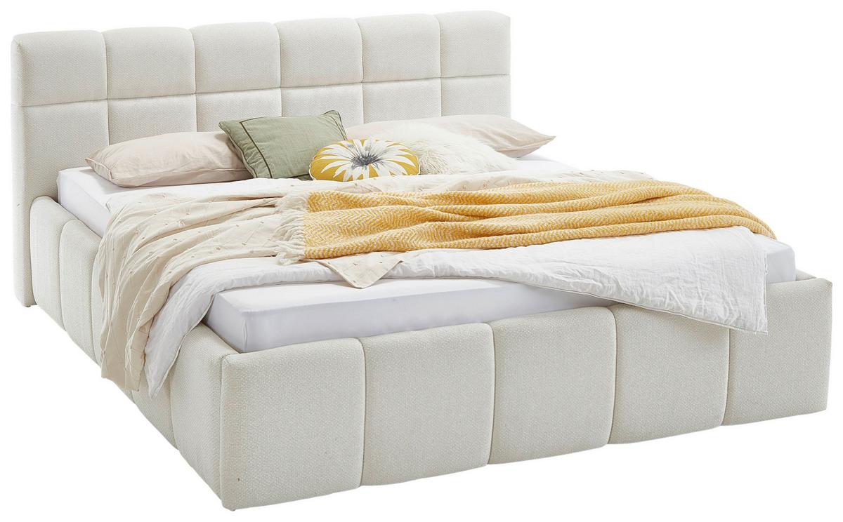 Čalouněná postel ASCONA 180x200, krémová - černá/krémová, Konvenční, textil/plast (180/200cm)
