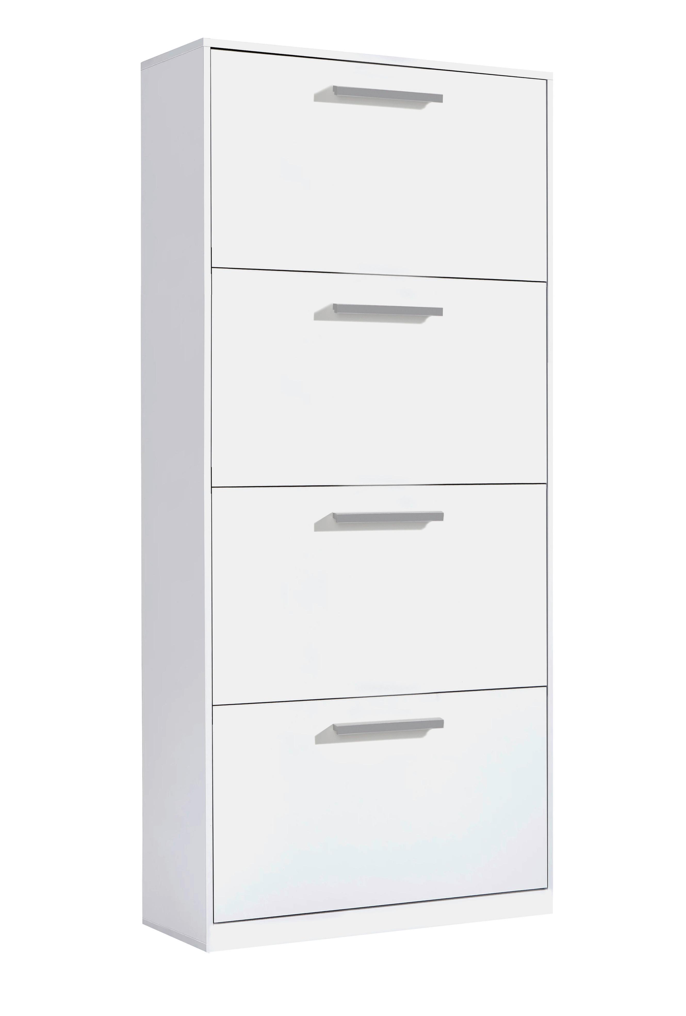 Cipősszekrény Leon 4 64/157 Cm - fehér, Basics, faalapú anyag (64/157.4/19cm)