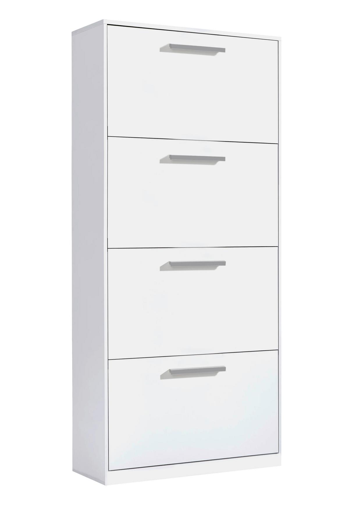 Cipősszekrény Leon 4 64/157 Cm - fehér, Basics, faalapú anyag (64/157.4/19cm)