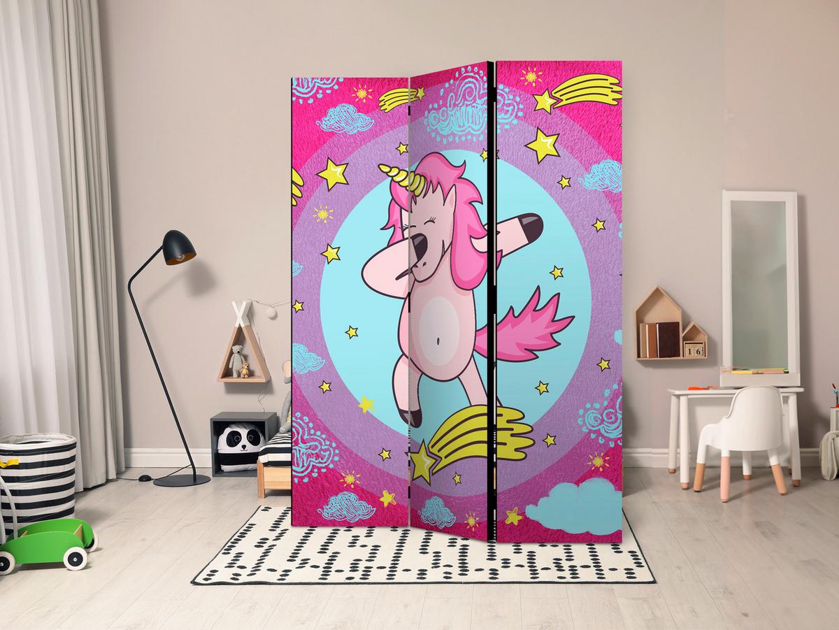 Paravent Pink Hellblau B: 135 Cm - Pink/Hellblau, Basics, Holz/Textil (135/172/3cm) - artgeist