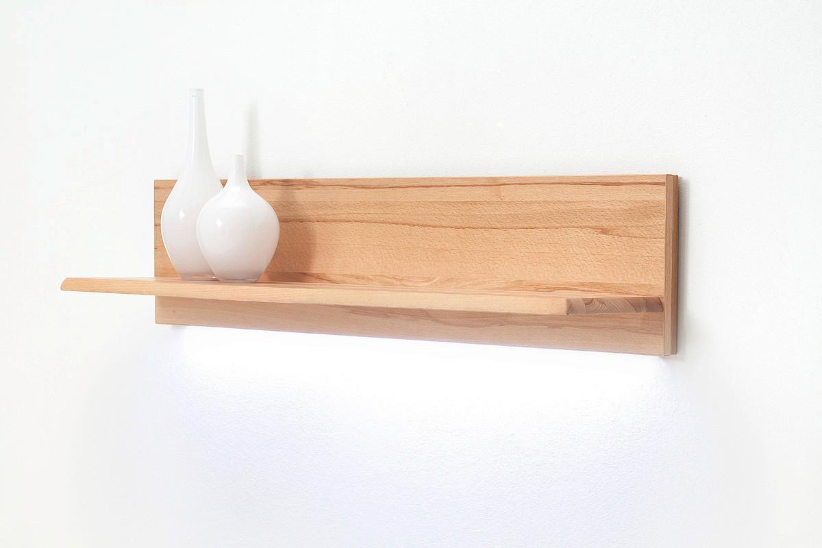 Wohnkombination teilmassiv 4--teilig. Sena Buchefarben - Buchefarben, Design, Glas/Holz (303/209/51cm) - Livetastic