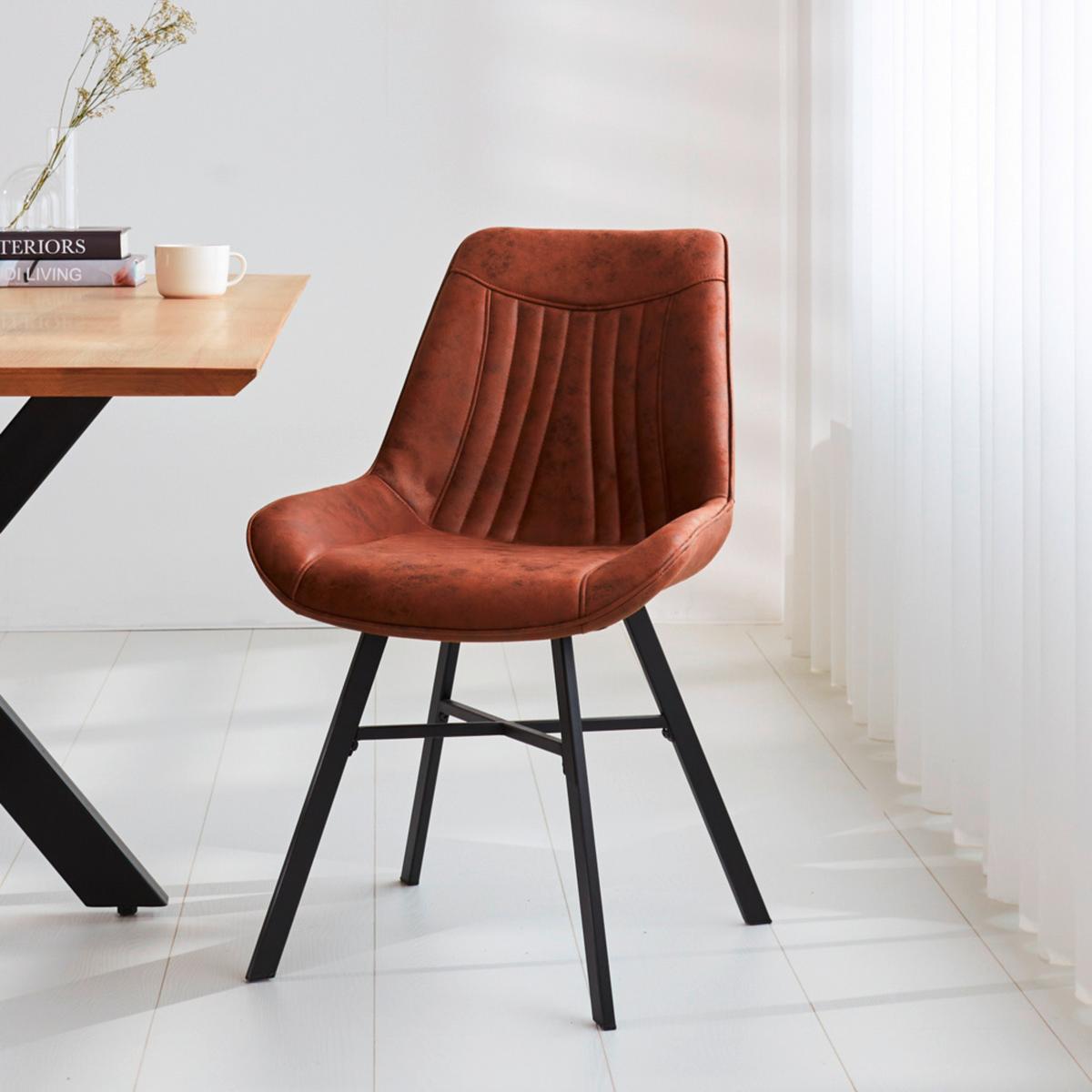 Stuhl-set Samuel Cognac, B: 53 Cm - Cognac/Schwarz, MODERN, Textil/Metall (53/87/63,5cm) - MID.YOU