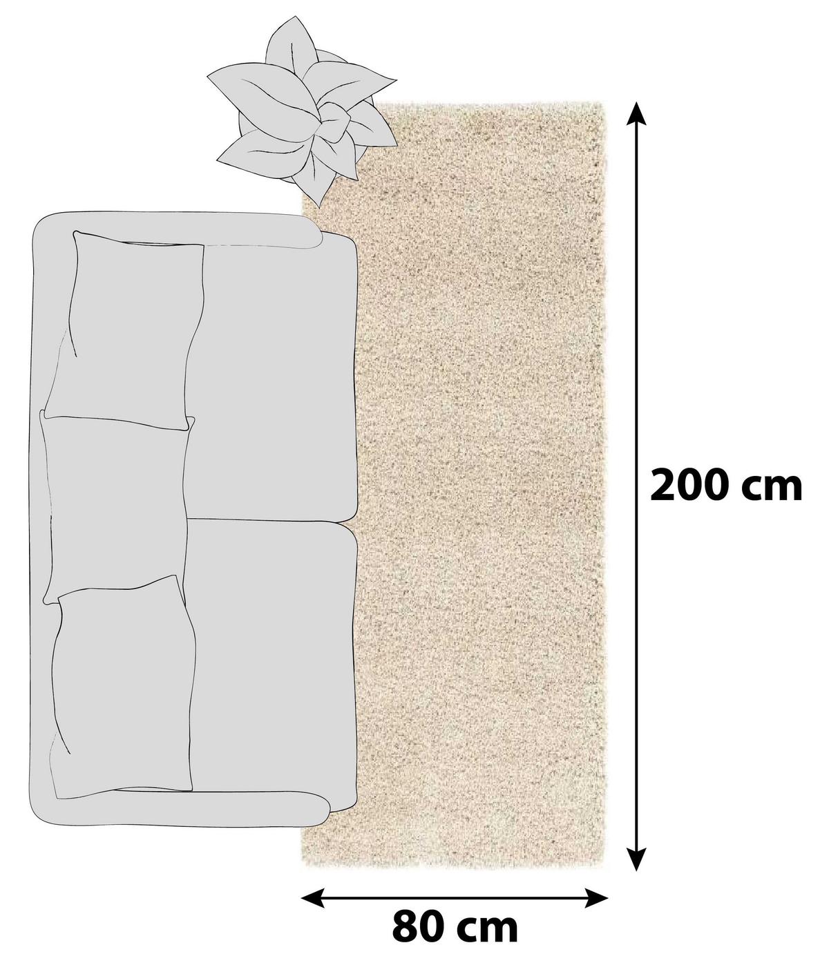 Hochflorteppich Fashion Shaggy Beige 80x200 cm - Beige, Basics, Textil (80/200cm) - Novel