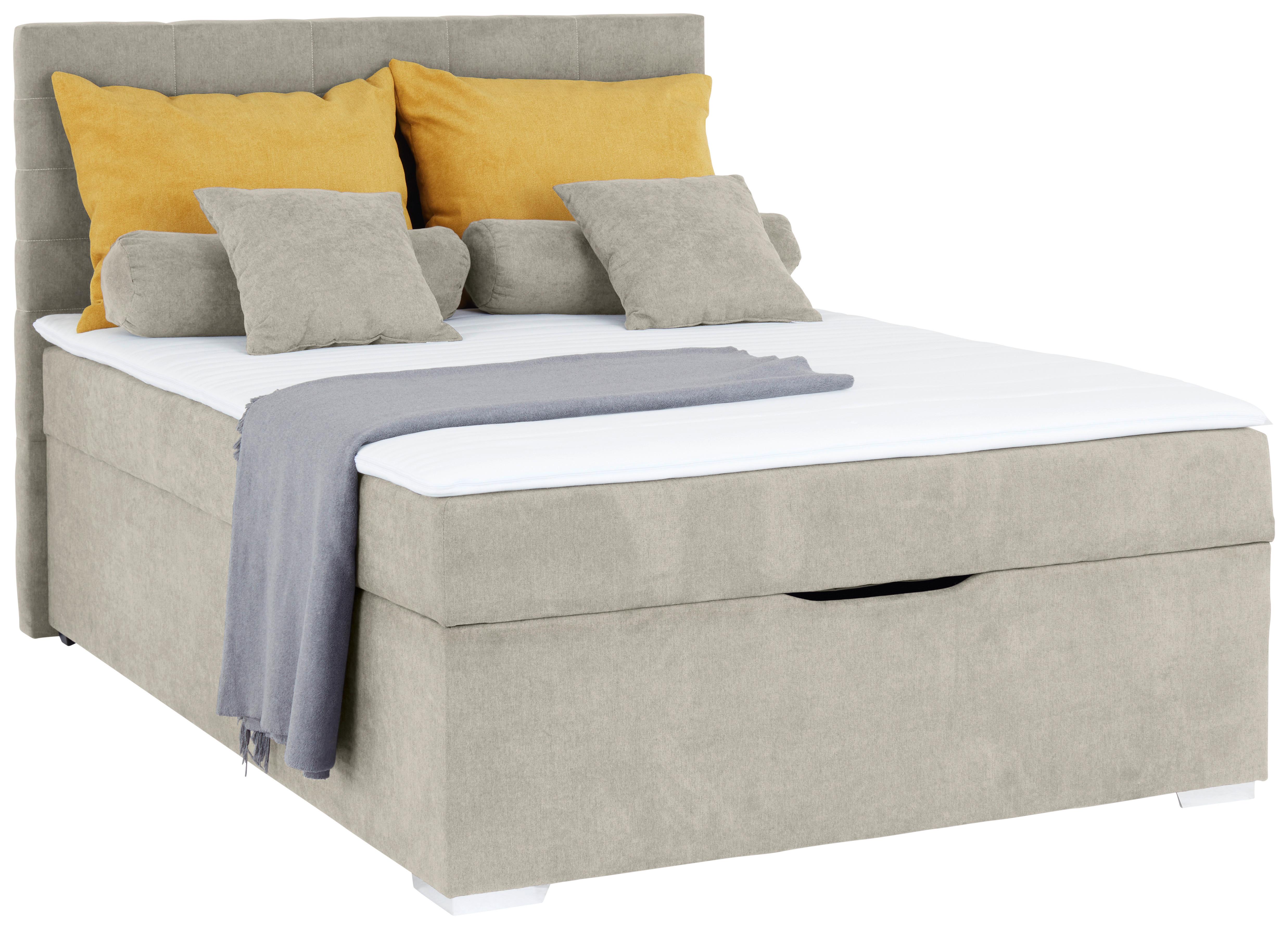 Polsterbett Adria - Chromfarben/Beige, KONVENTIONELL, Holz/Textil (140/200cm)