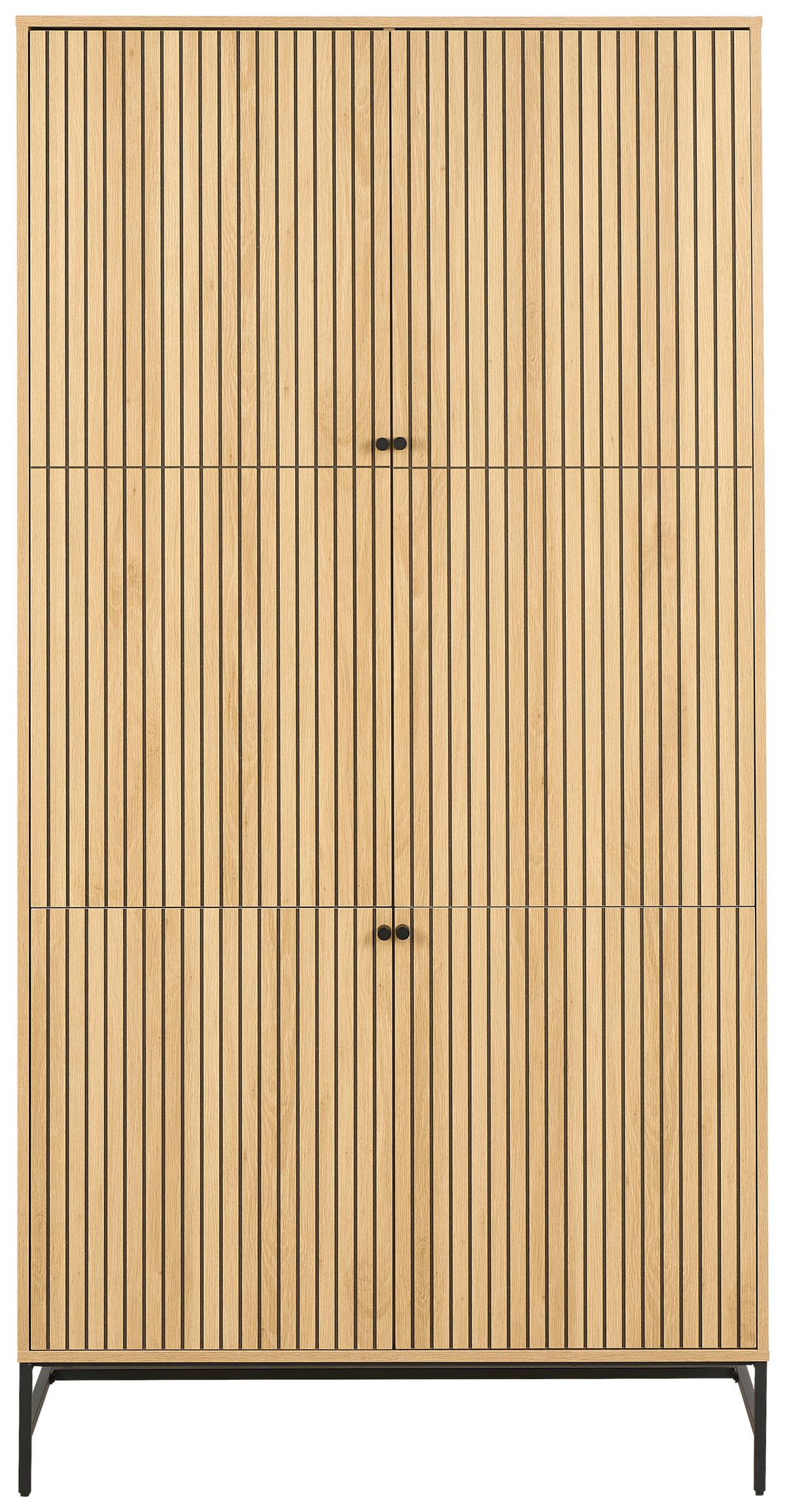 ŠATNÍ SKŘÍŇ S OTOČNÝMI DVEŘMI ALBANY - černá/přírodní barvy, Design, kov/dřevo (99/200/60cm)
