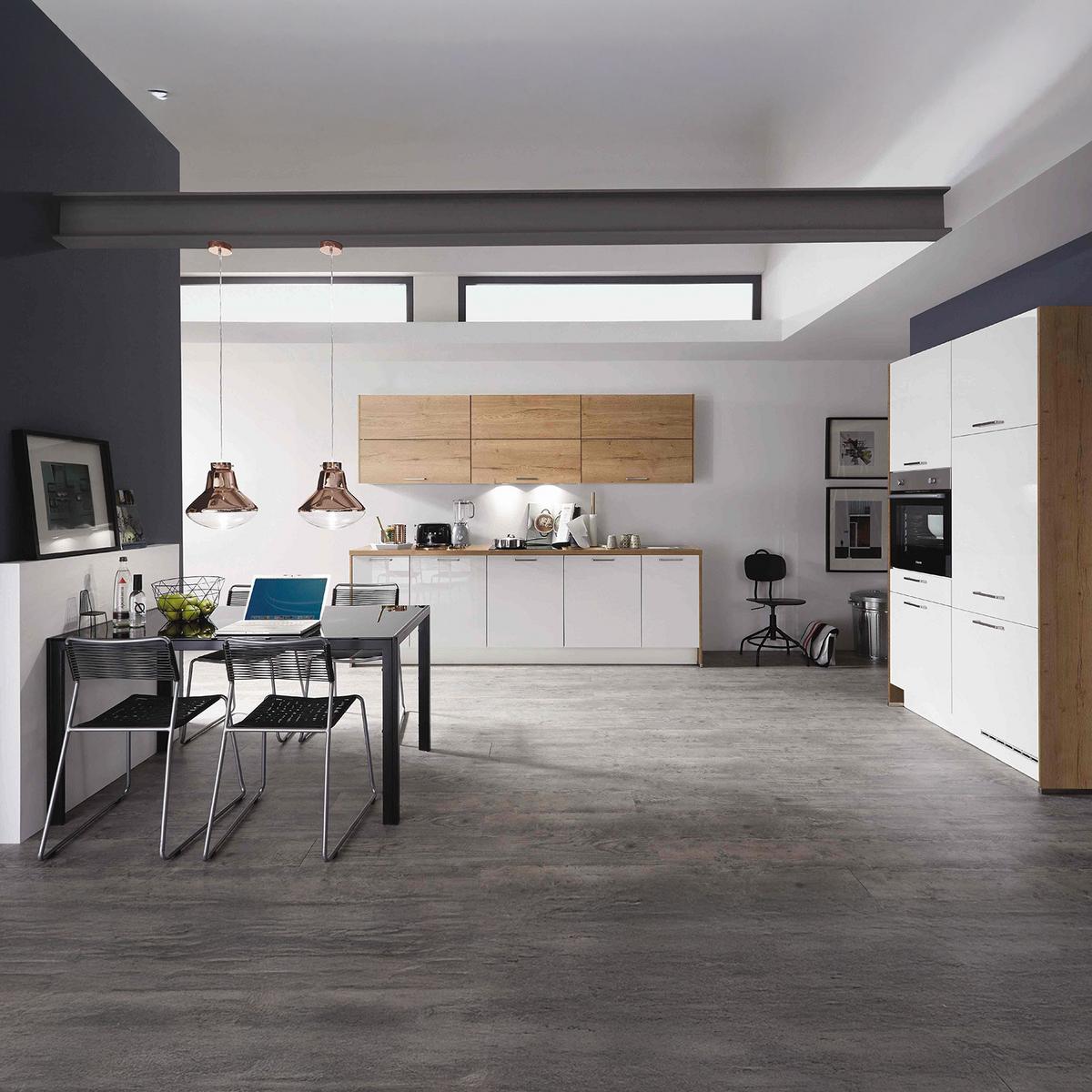 Einbauküche Weiß Hgl. Frei Planbar in Weiß Hgl - Weiß Hochglanz, MODERN, Holzwerkstoff - Vertico