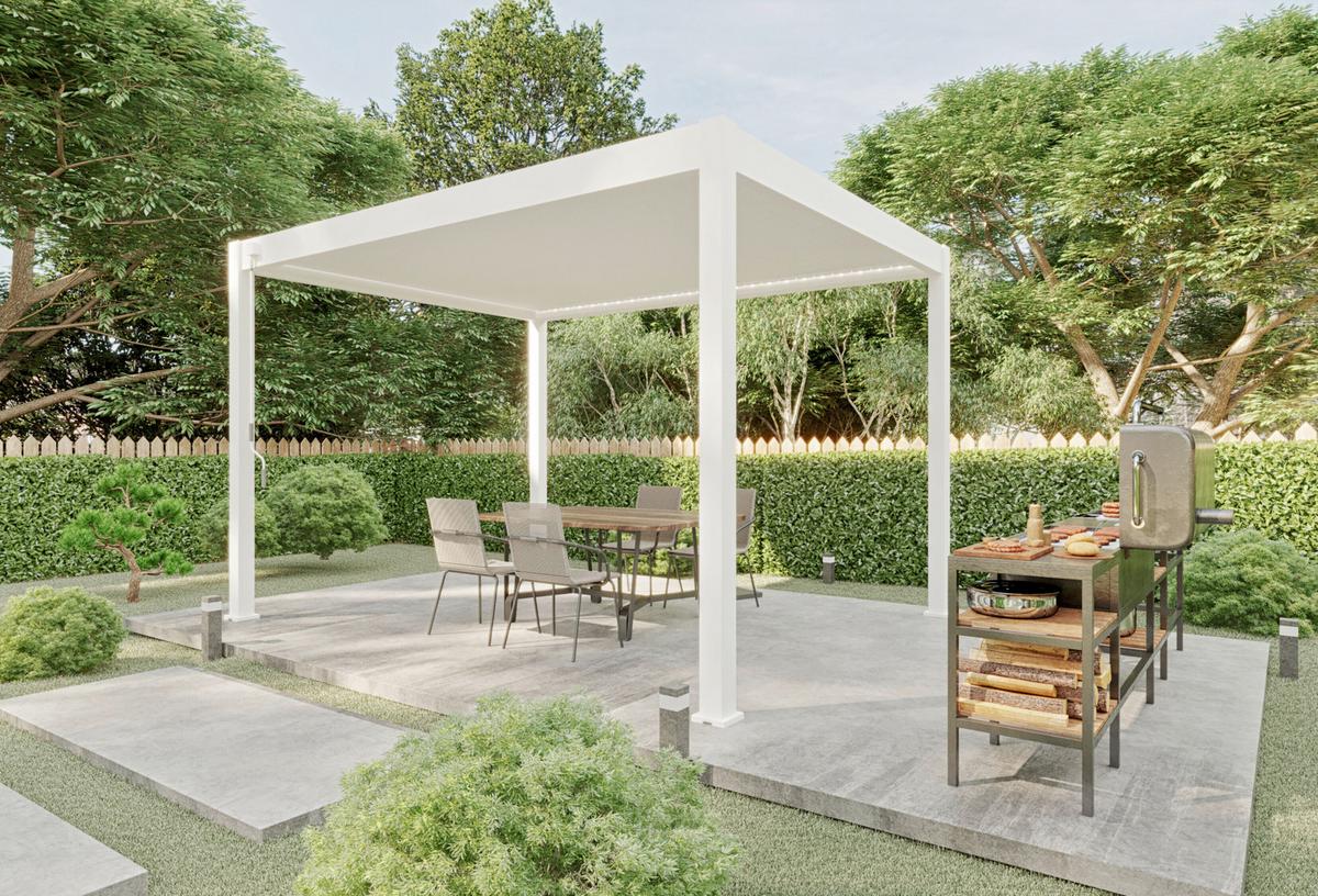Pergola 300x400 cm Wetterbeständig, Weiß - Weiß Hochglanz, Basics, Metall (300/255/400cm)