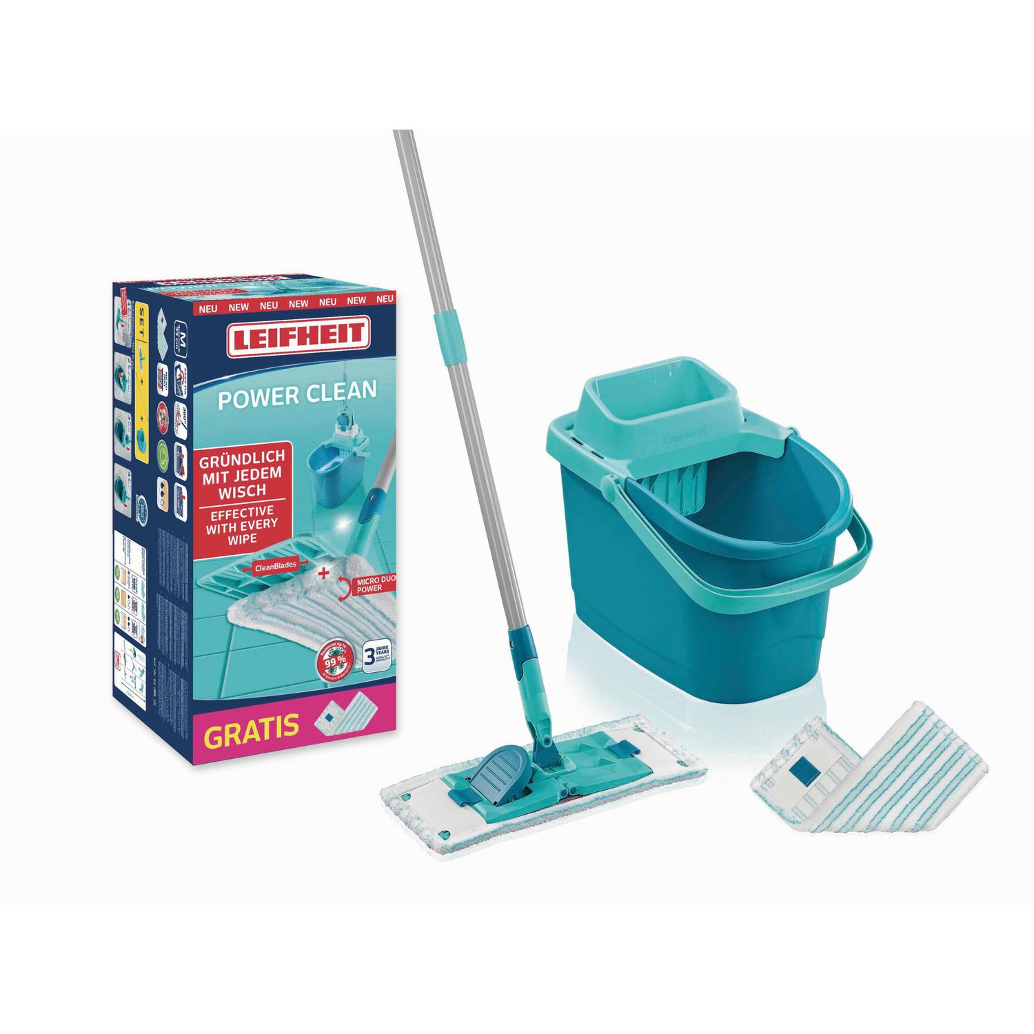 Leifheit Bodenwischer SET Powerclean M Türkis, Weiß 33x148 cm