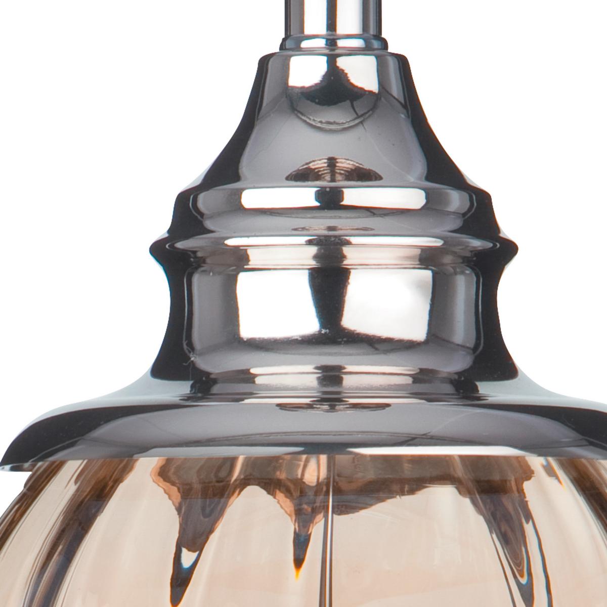 Tischleuchte Eu3721am Greyson - Chromfarben/Bernsteinfarben, Design, Glas/Textil (38/68cm)