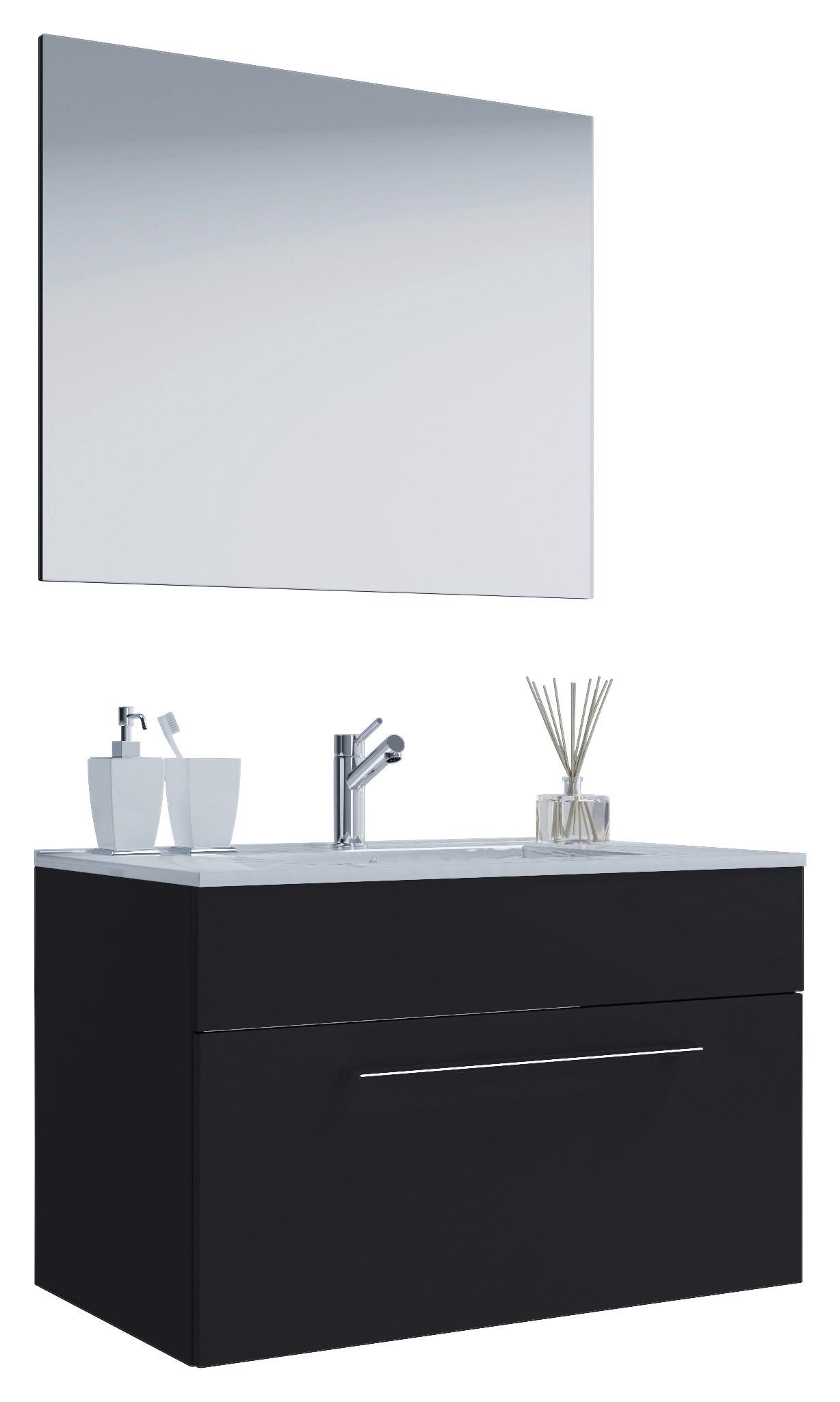 Badezimmer Badinos 3-Teilig Schwarz B: 60 cm - Schwarz/Weiß, MODERN, Keramik/Holzwerkstoff (60cm) - MID.YOU