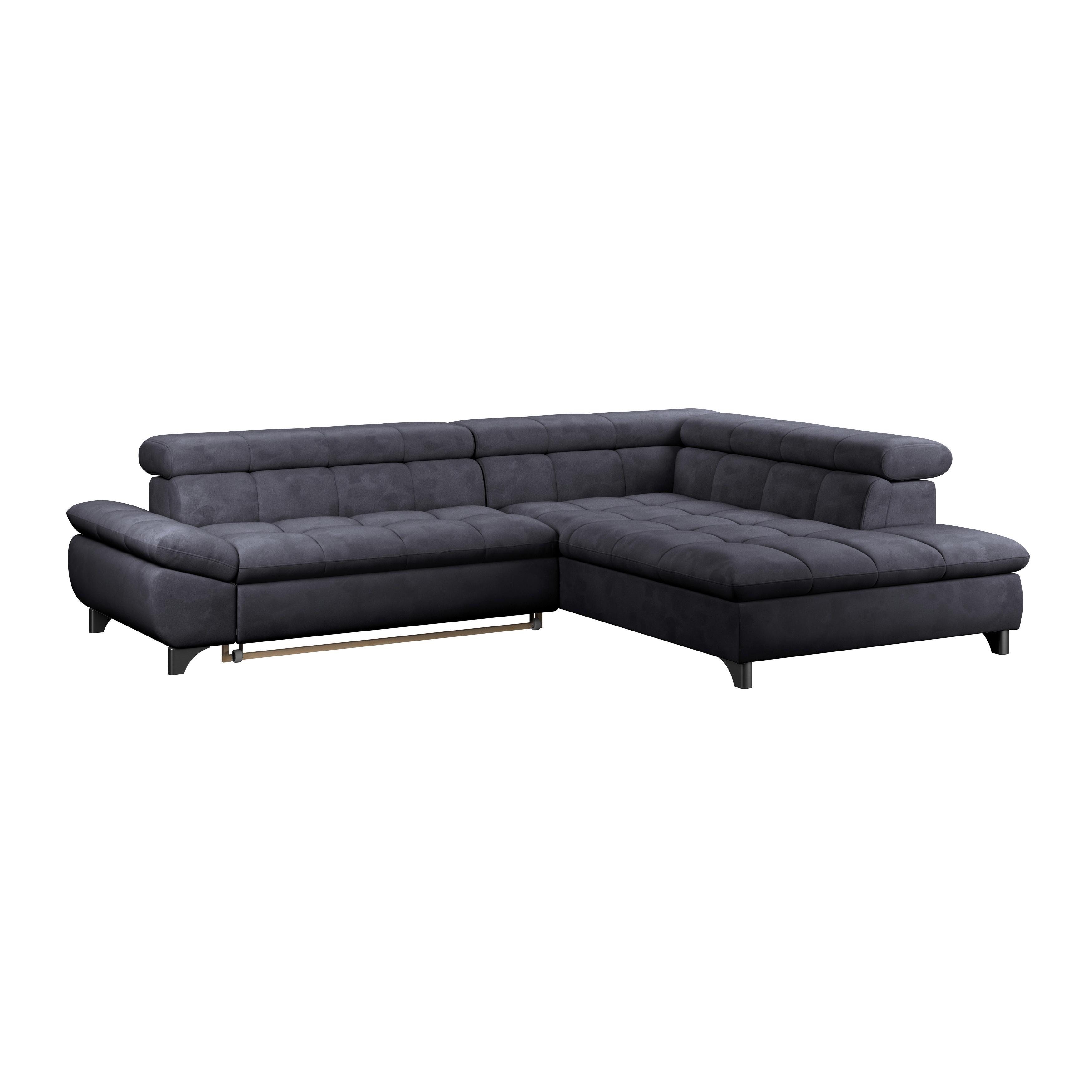 Ecksofa Gemini Dunkelblau, B: 312cm - Chromfarben/Dunkelblau, KONVENTIONELL, Textil (312/234cm)
