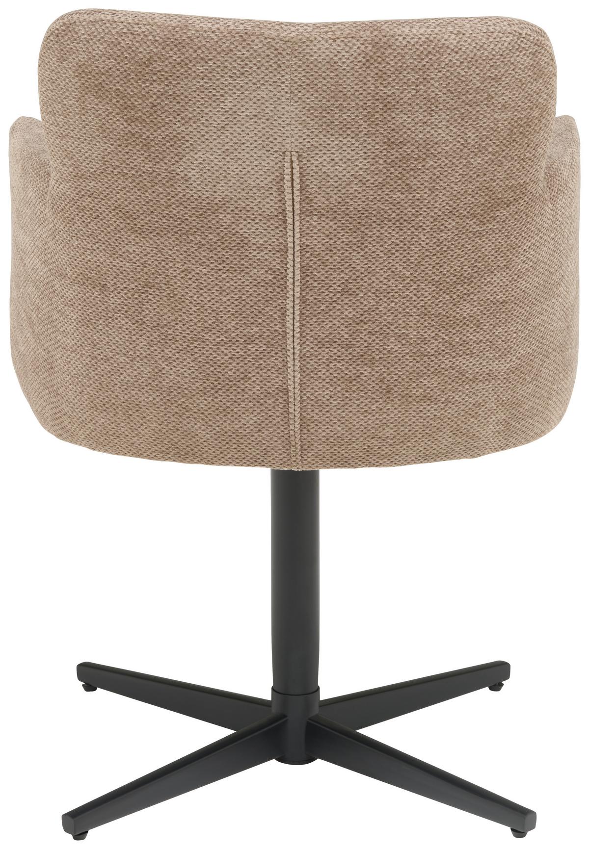 Armlehnstuhl Matteo Webstoff Braun, B: 58,5 cm - Schwarz/Braun, KONVENTIONELL, Holz/Textil (58,5/85/63cm) - Livetastic