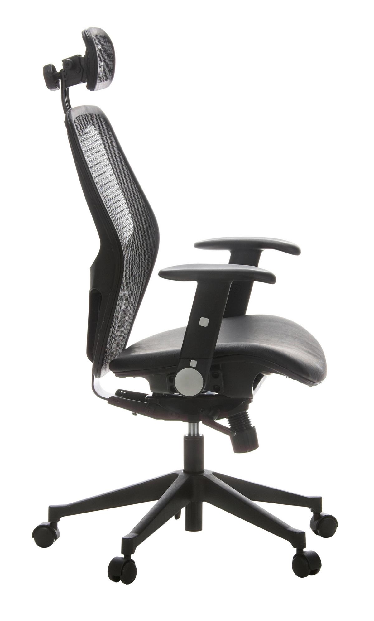 Drehtsuhl Air-Port 360°drehbar Schwarz Bis 110 Kg - Schwarz, Basics, Leder/Kunststoff (59/117/48cm) - MID.YOU