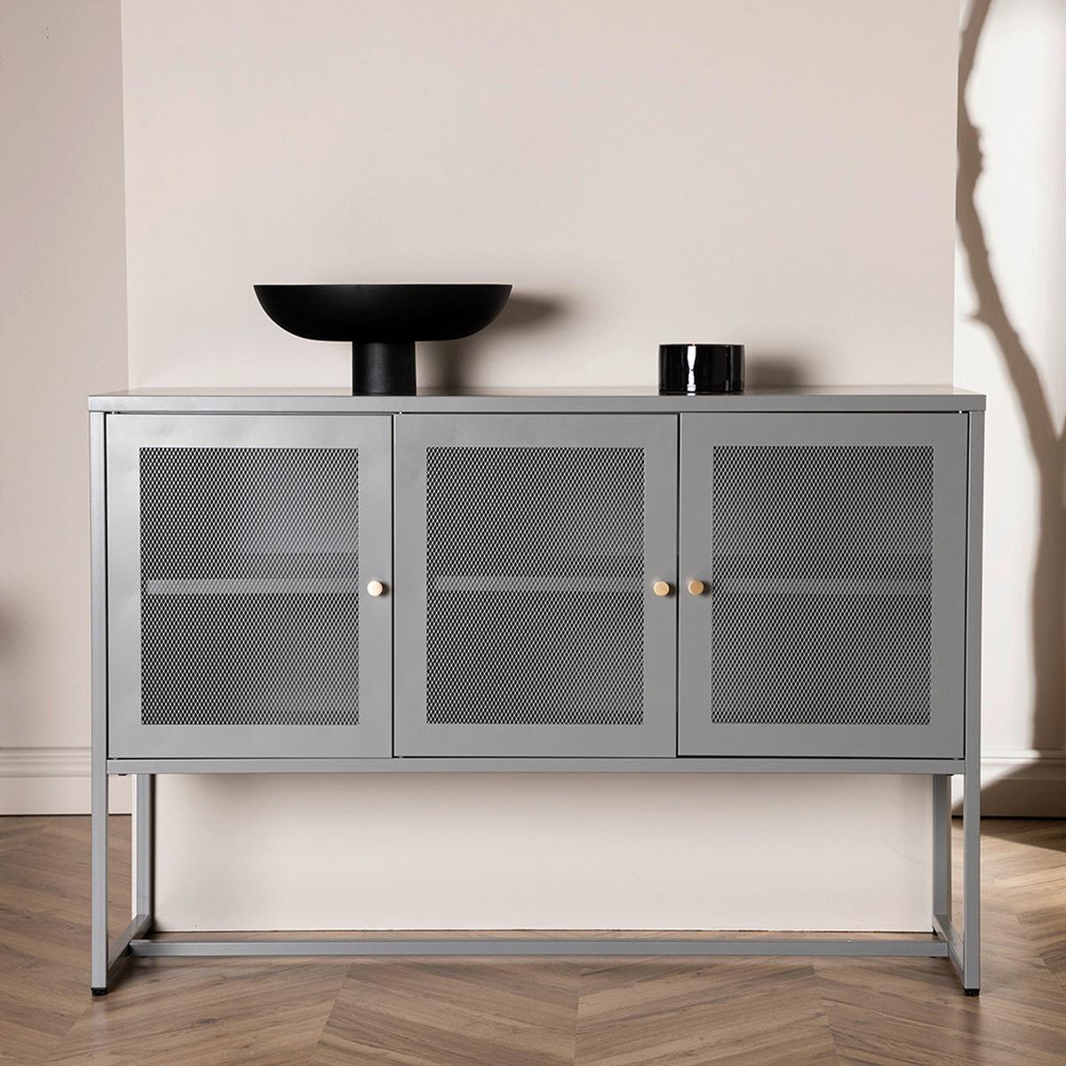 Sideboard Malla - Hellgrau, Design, Metall (120/80/40cm) - Livetastic