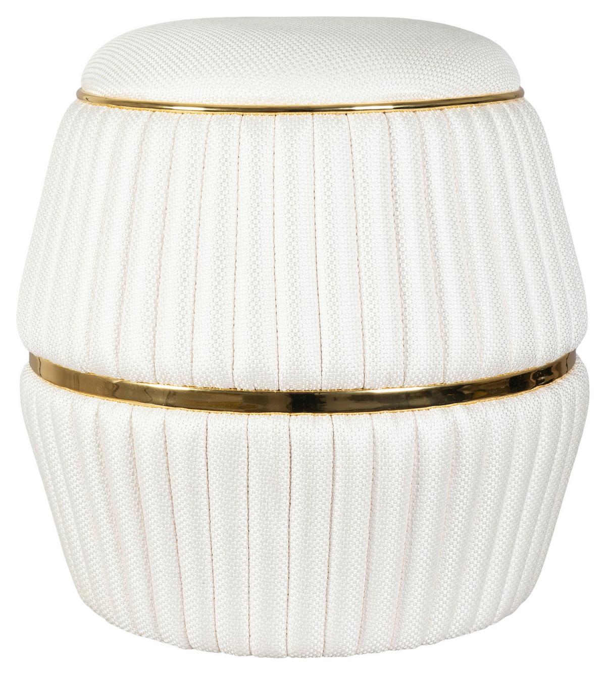 Hocker Doric 245 Beige/goldfarben D: 51,5 Cm - Beige/Goldfarben, Design, Textil (51,5/53cm) - Kayoom