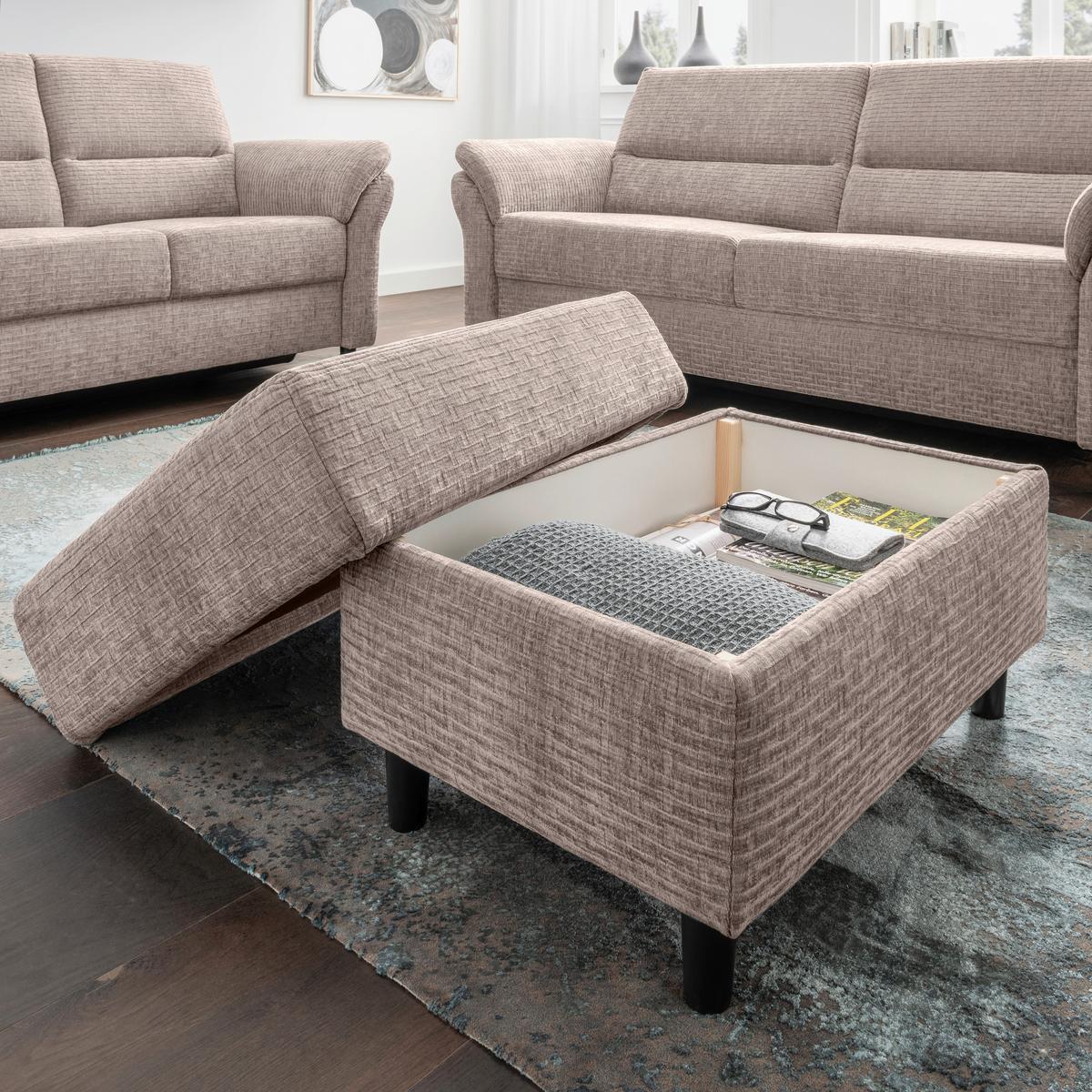 Hocker Cavoli, Beige B: 76 cm - Beige/Schwarz, MODERN, Textil (76/46/55cm) - Livetastic