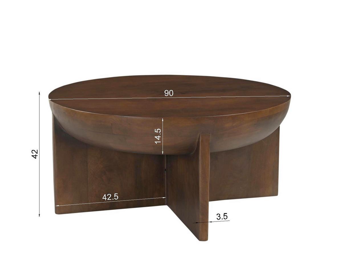 COUCHTISCH Mangoholz B: 90cm - Braun, Design, Holz (90/90/42cm) - MID.YOU