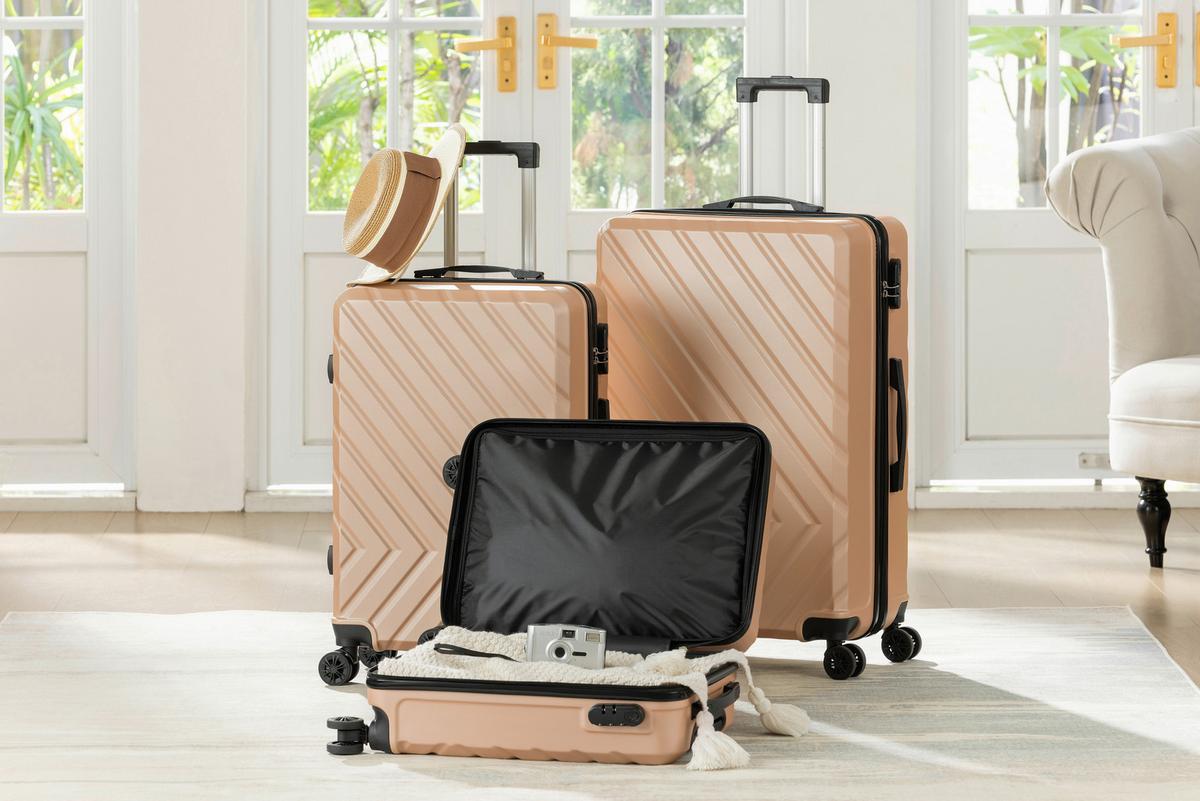 Reisekofferset Letizia - Roségold, KONVENTIONELL, Kunststoff/Textil - Ondega