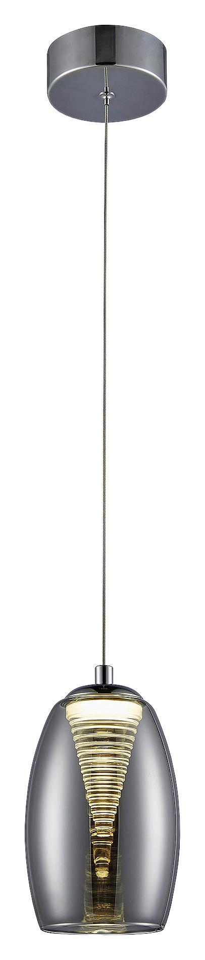 Led-hängeleuchte Metropolis H: 128 Cm 1-Flammig - Chromfarben/Grau, Design, Glas/Metall (11,5/128cm) - Brilliant