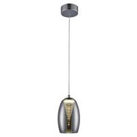 Led-hängeleuchte Metropolis H: 128 Cm 1-Flammig - Chromfarben/Grau, Design, Glas/Metall (11,5/128cm) - Brilliant