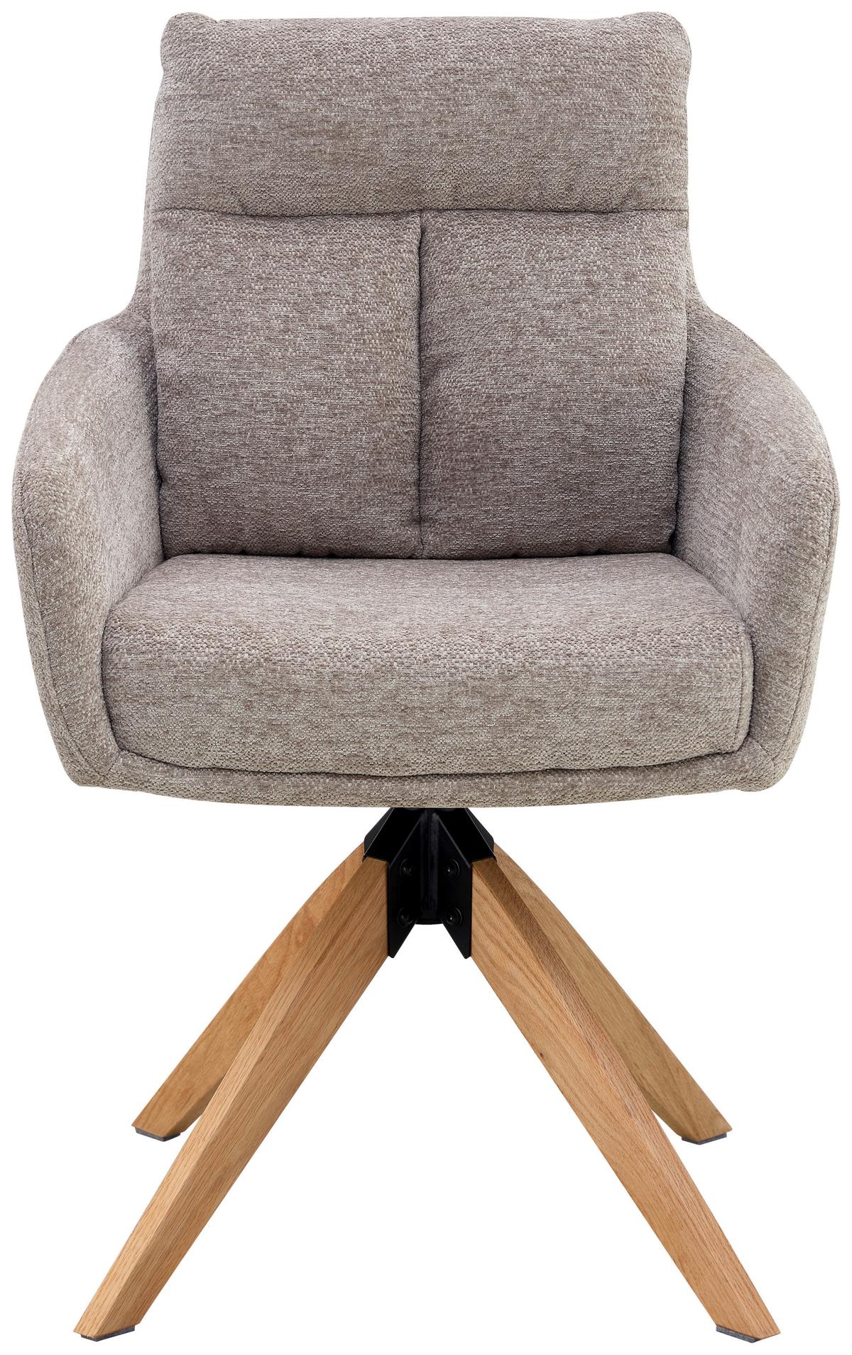 Armlehnstuhl Malik Webstoff Taupe, B: 59 Cm - Taupe/Naturfarben, KONVENTIONELL, Holz/Textil (59/92/63cm) - Livetastic