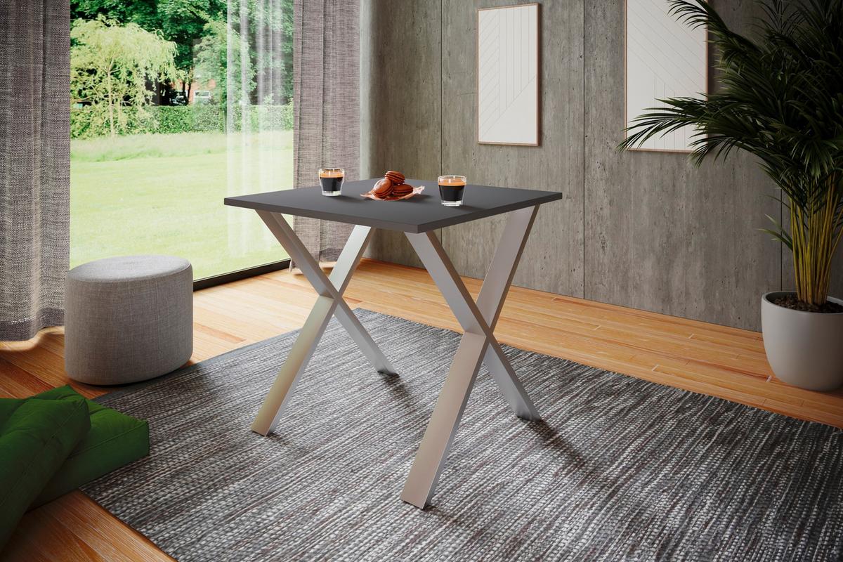 Schreibtisch Lona Anthrazit, Silber B: 80 cm - Anthrazit/Silberfarben, Design, Holzwerkstoff/Metall (80/76/80cm) - MID.YOU