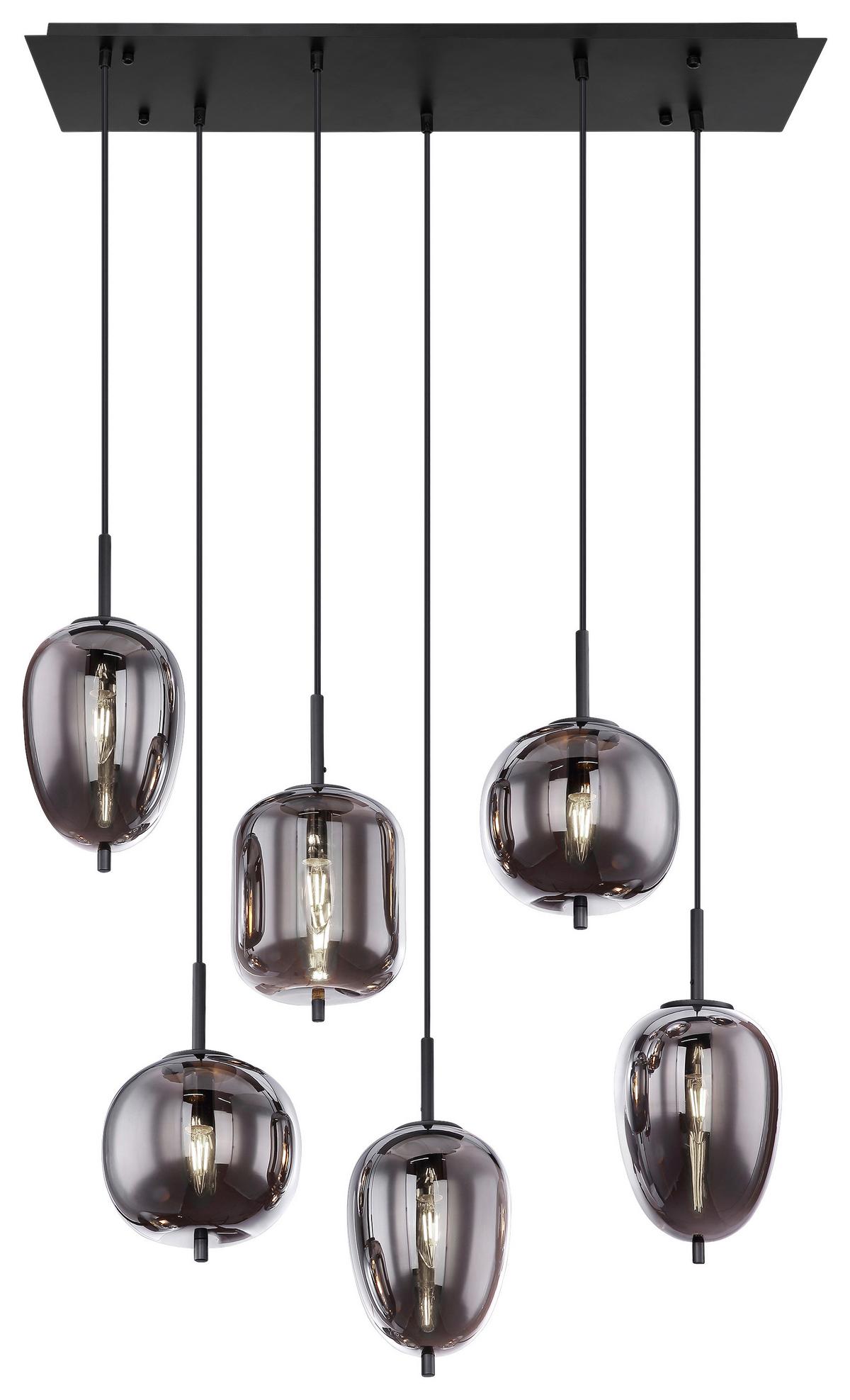 Závesné svietidlo Jeanette, max. 40 Watt - čierna, Modern, kov/sklo (80/34/120cm) - Premium Living