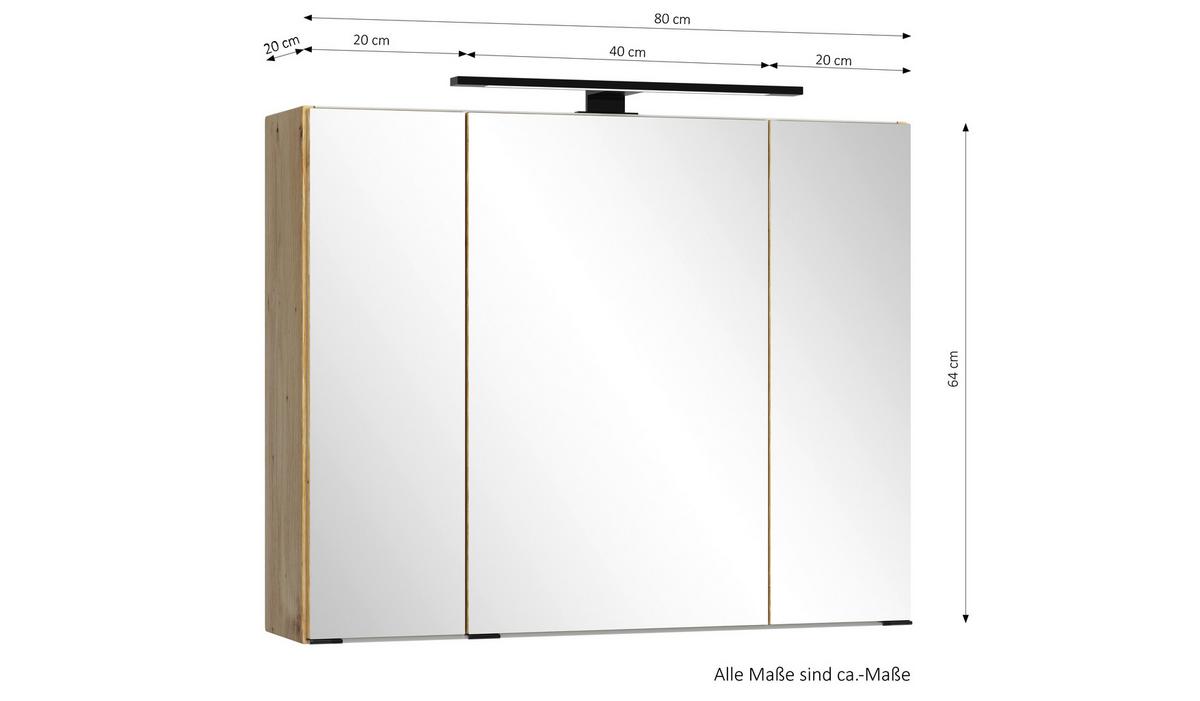 Spiegelschrank Sevilla Eiche Artisan Dekor - Eiche Artisan, MODERN, Glas/Holzwerkstoff (80/64/20cm) - Held