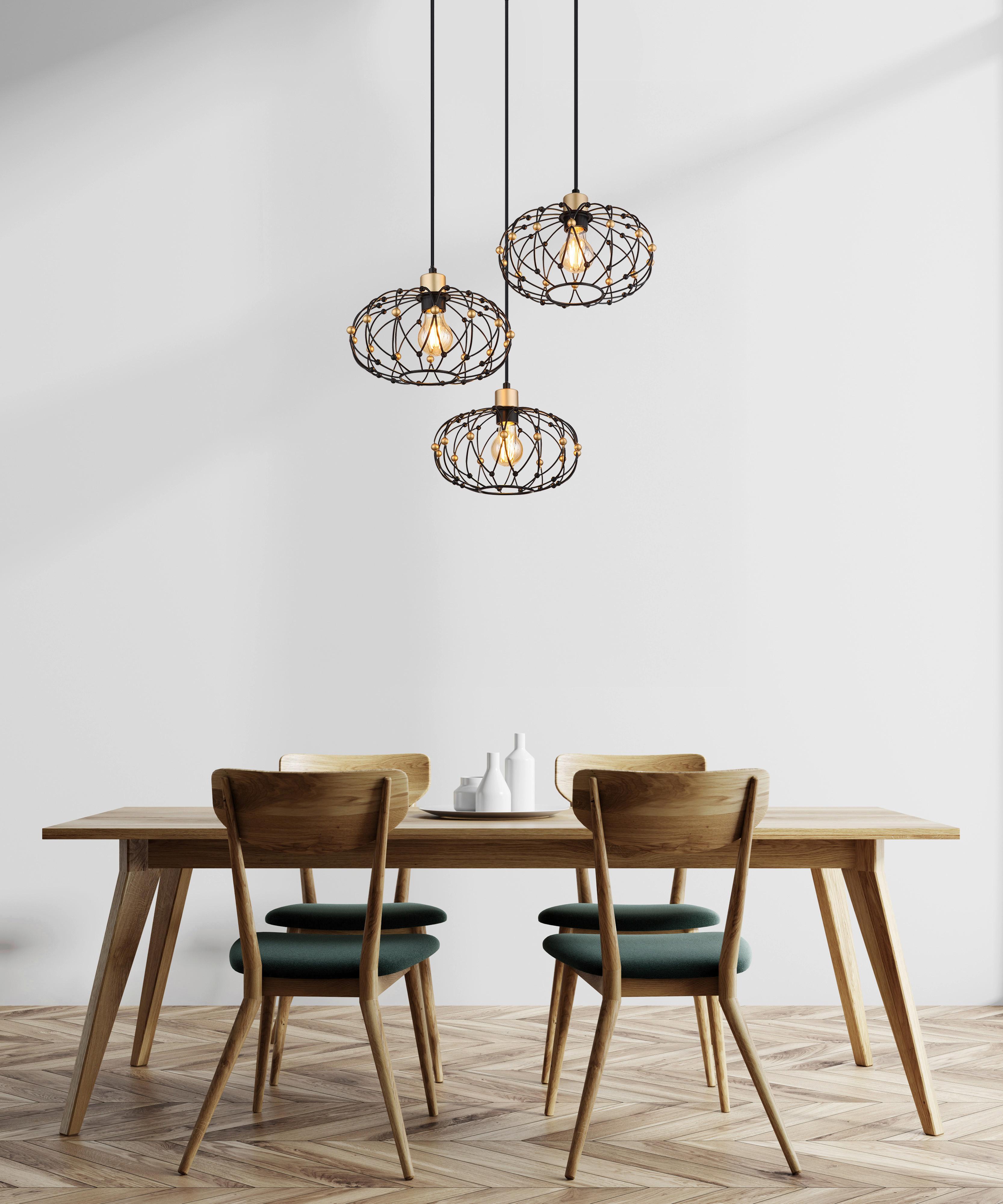 Hängeleuchte Greys Schwarz Goldfarben D: 54,9 cm - Goldfarben/Schwarz, Design, Kunststoff/Metall (54,9/150cm) - Globo
