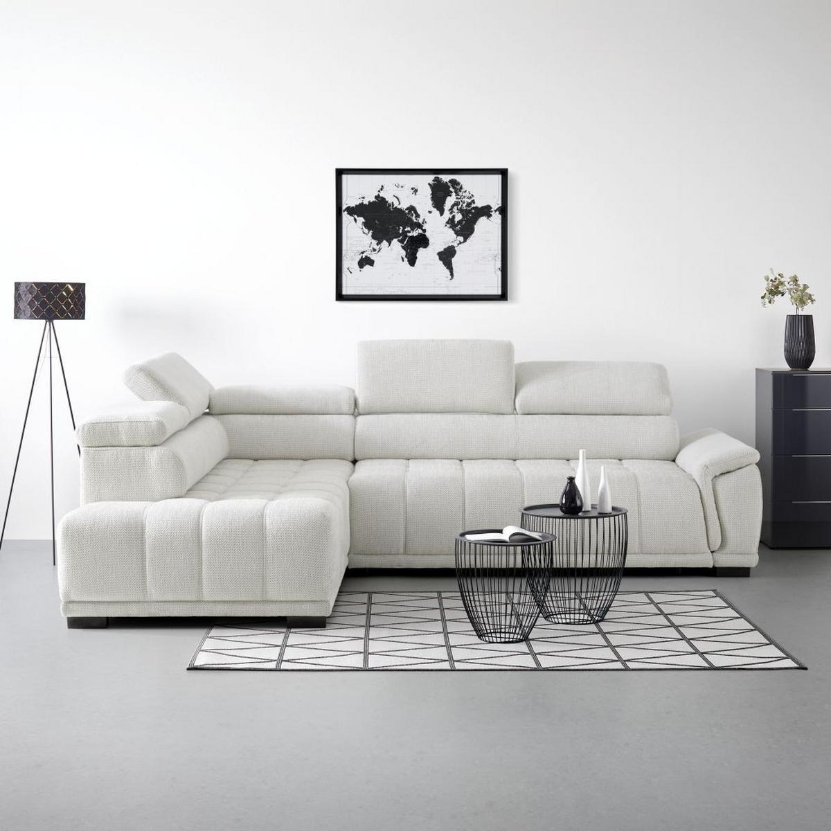 Rohová sedačka GRINALDI, ľavá, šedobílá - černá/šedobílá, Moderní, textil/plast (206/283cm) - Premium Living