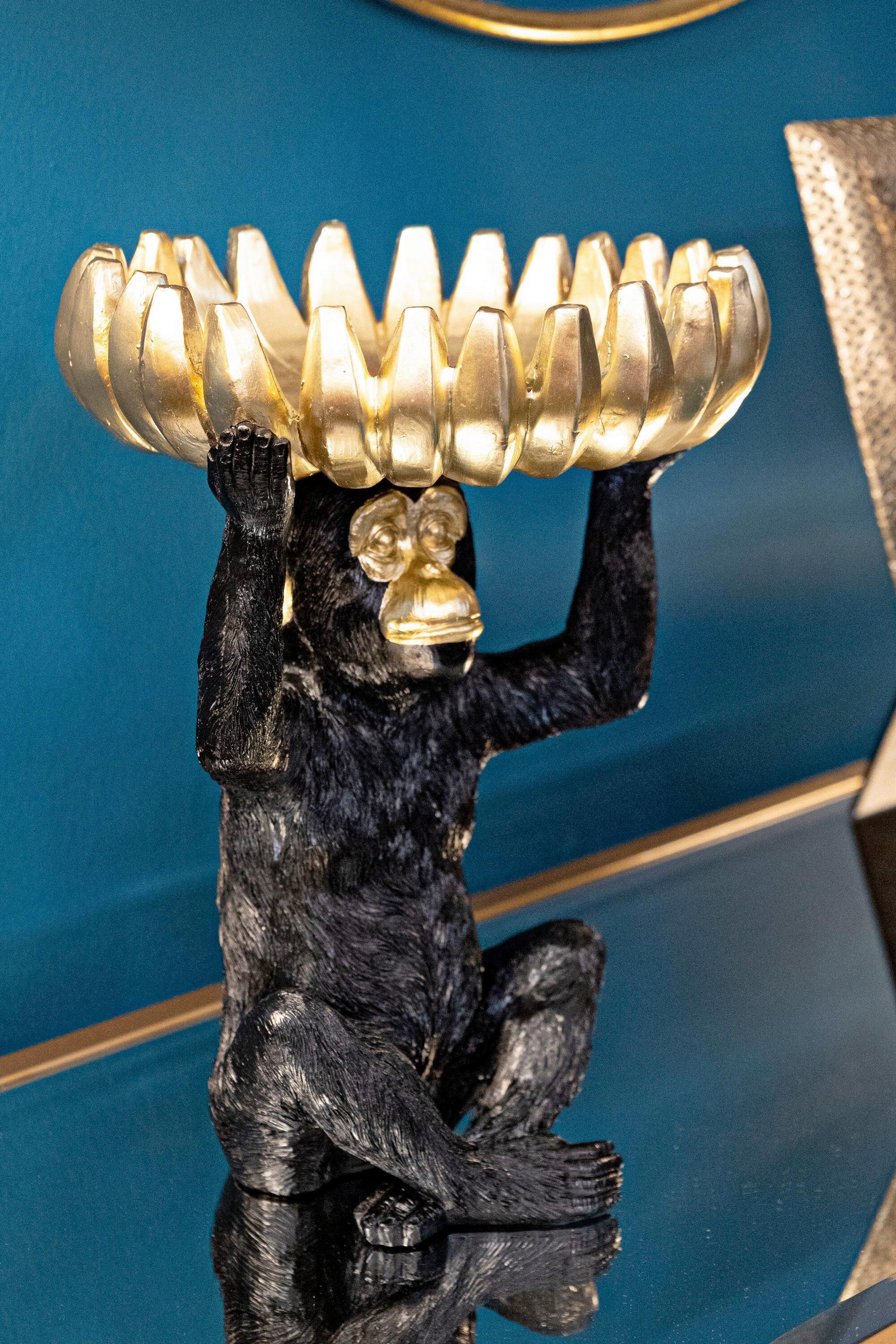 Skulptur Monkey Tray Banane Schwarz Goldfarben, B: 23 cm - Goldfarben/Schwarz, Basics, Kunststoff (23/31.5/23cm)