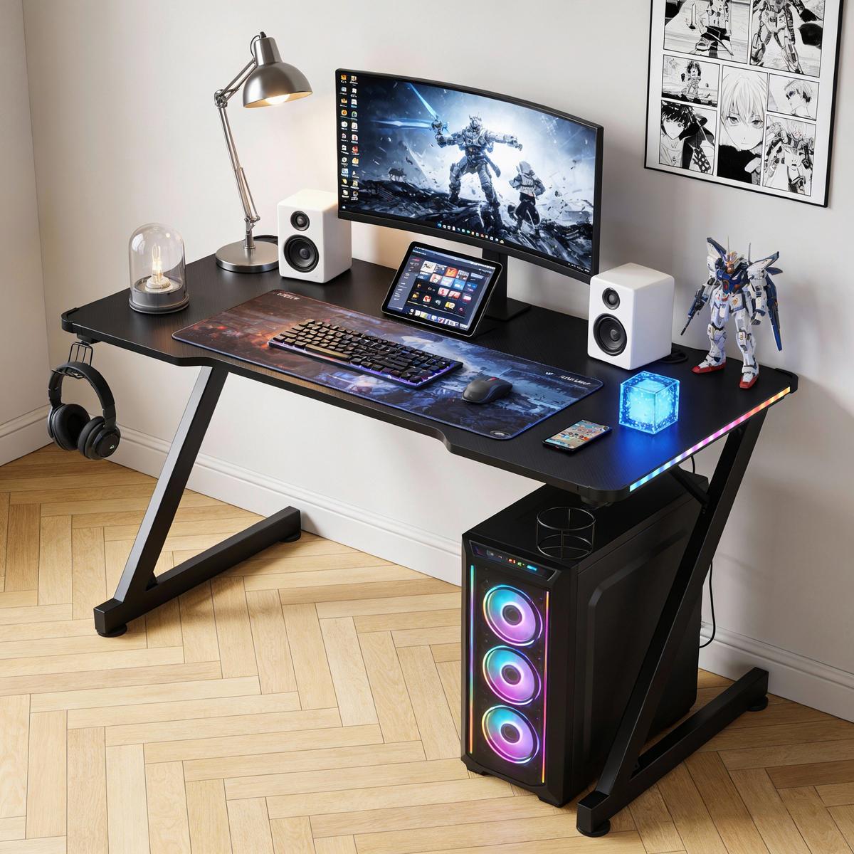 Gamingtisch Gerald Schwarz B: 120 cm - Schwarz, Trend, Holzwerkstoff/Metall (120/75/60cm)