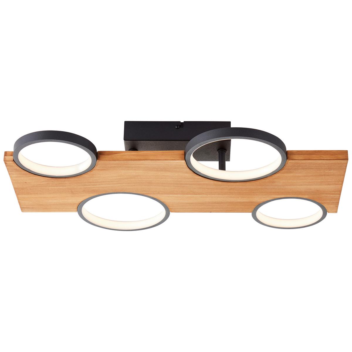 Led-deckenleuchte G99937/76 Cheesy - Hellbraun/Schwarz, Natur, Holz/Metall (10,2/55/34,6cm) - Brilliant