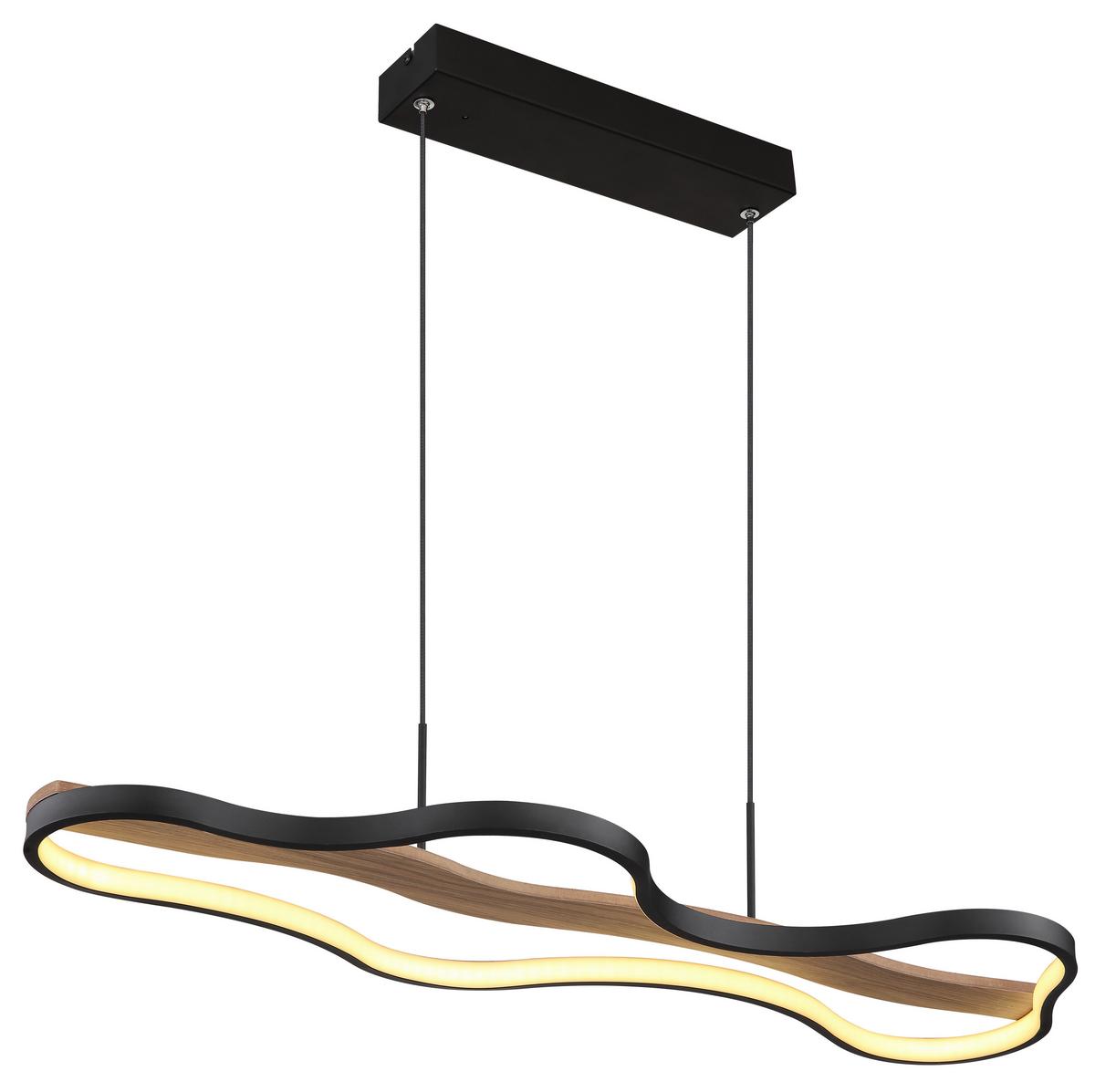 Led Függőlámpa 67181h - sötétbarna/fekete, Design, műanyag/fa (80,6/29/150cm) - Globo