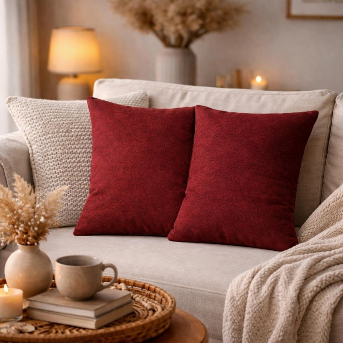 Kissenhüllen-Set Elmer - Bordeaux, Basics, Textil (40/40cm)