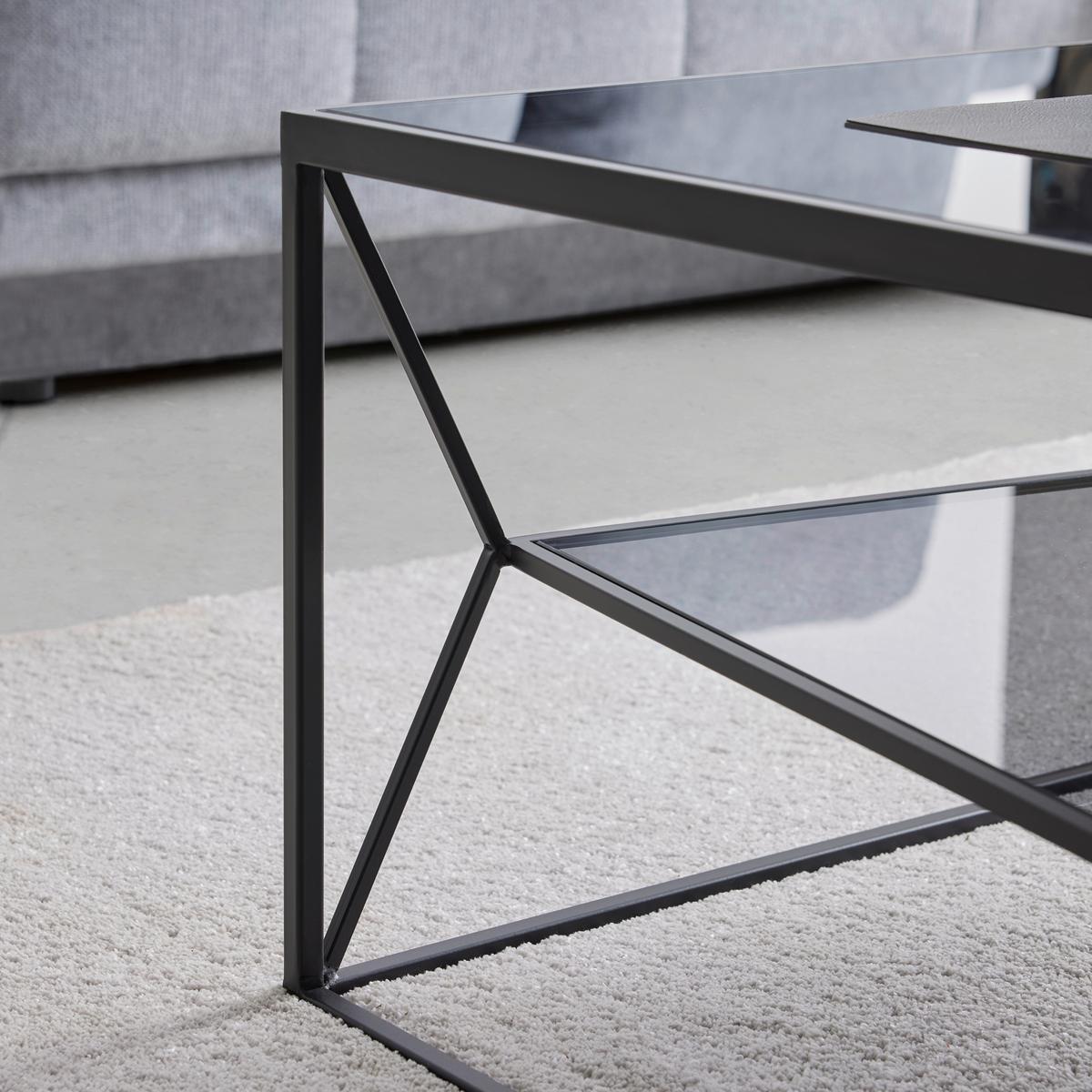 KONFERENČNÍ STOLEK ANGEL - šedá/černá, Moderní, kov/sklo (70/70/38cm) - Premium Living