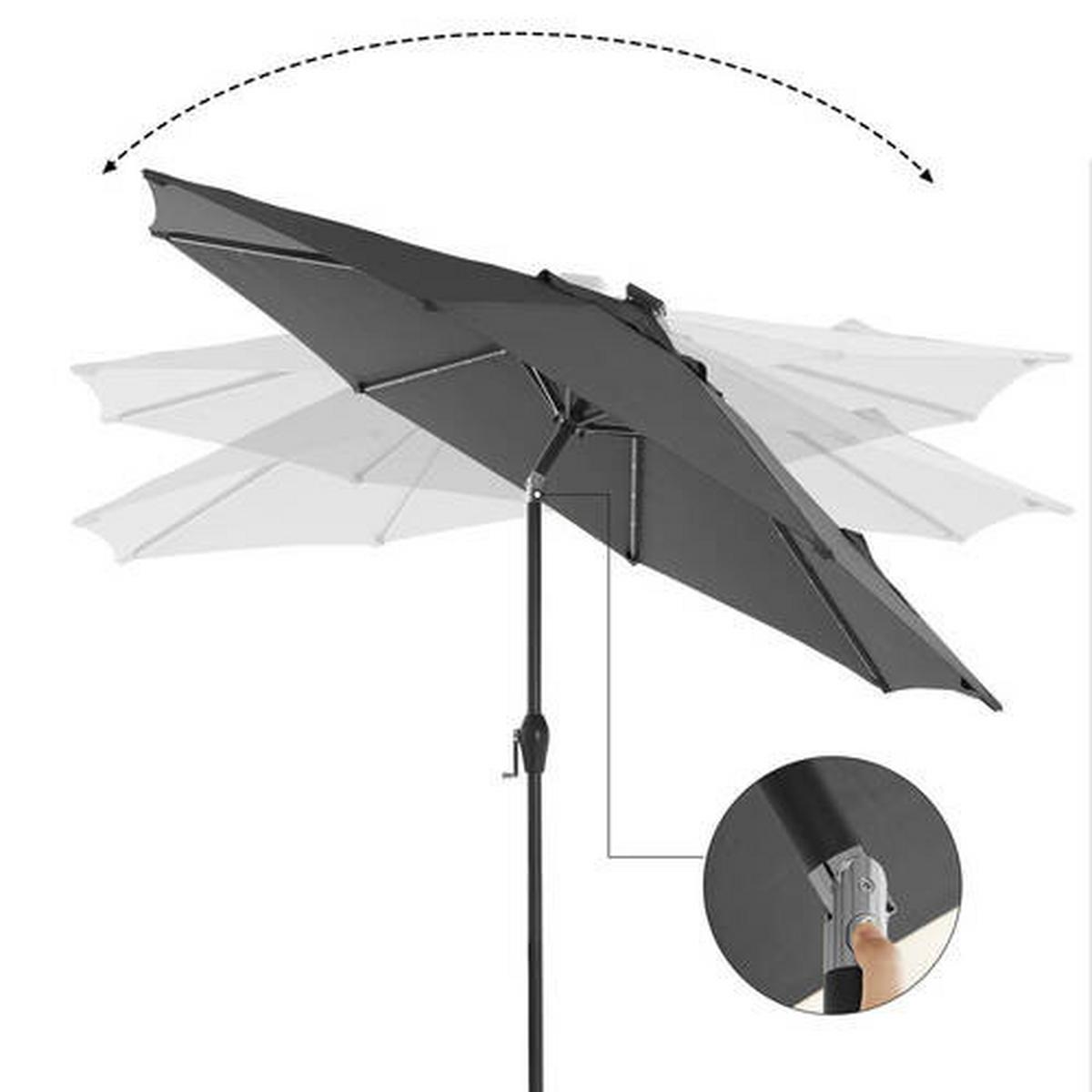 LED-Sonnenschirm Grau Schwarz BxL: 270x270 cm - Schwarz/Grau, Basics, Textil/Metall (270/270cm) - Modante