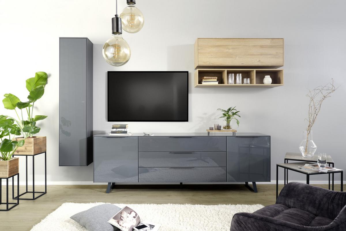 ZÁVĚSNÁ SKŘÍŇKA MAX BOX - antracitová, Moderní, kompozitní dřevo/sklo (38/175/32cm) - Premium Living